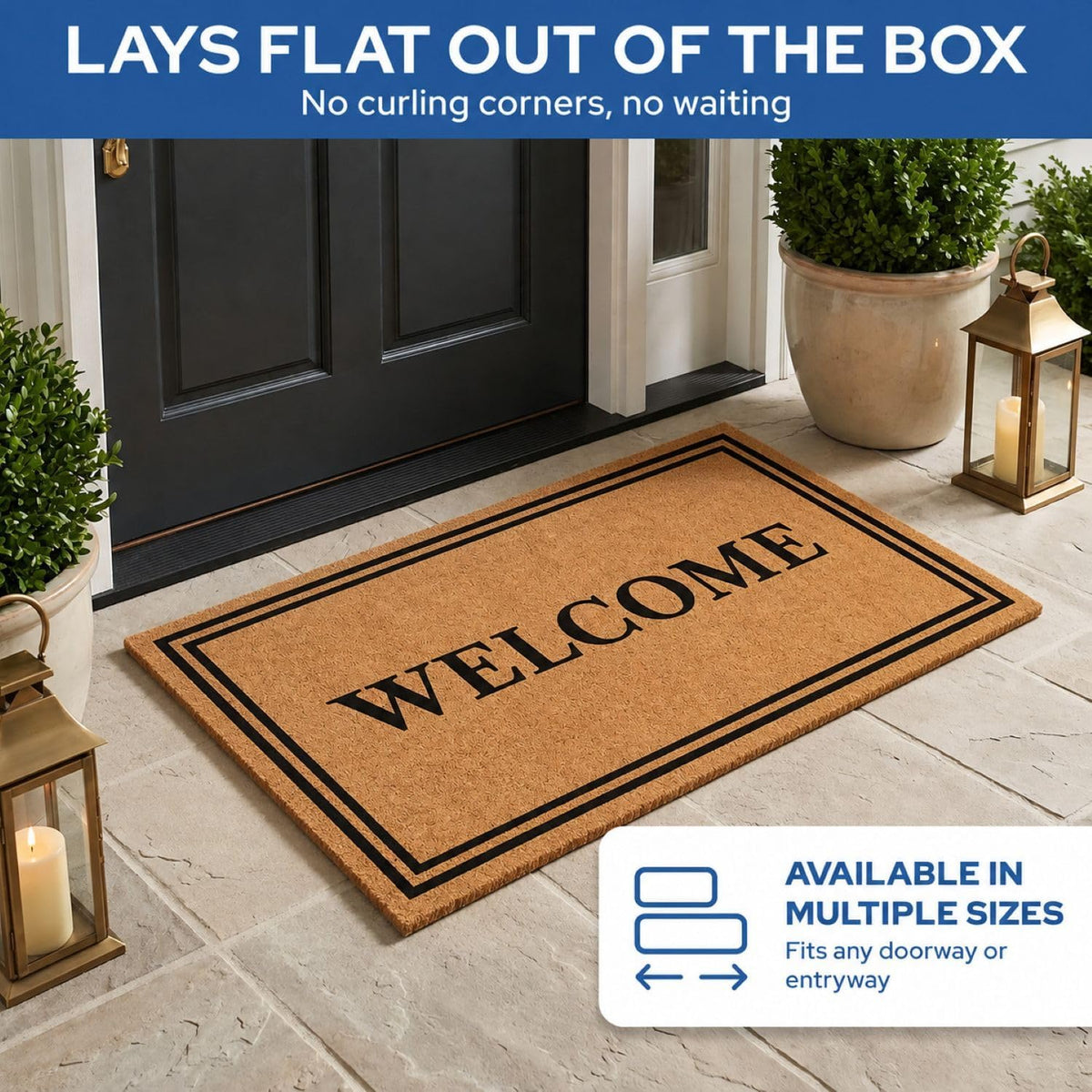 Barnyard Designs Natural Coco Coir Non-Slip Doormat (24x36, Welcome)