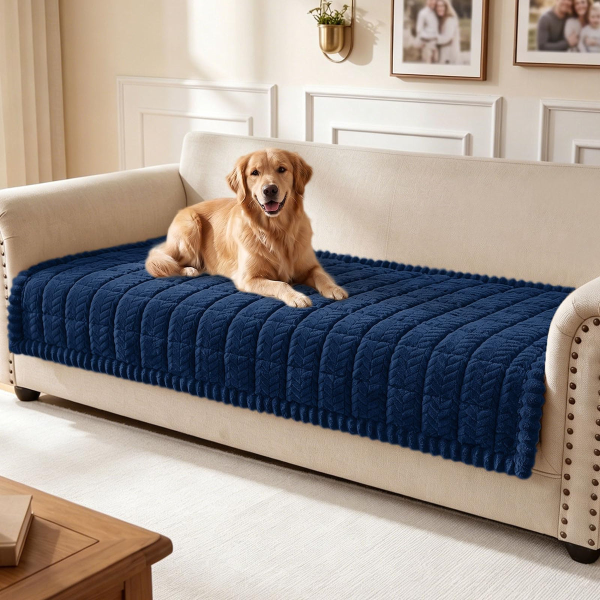 Smiry Couch Cover for Dogs, Non Slip Fuzzy Pet Sofa Covers Washable