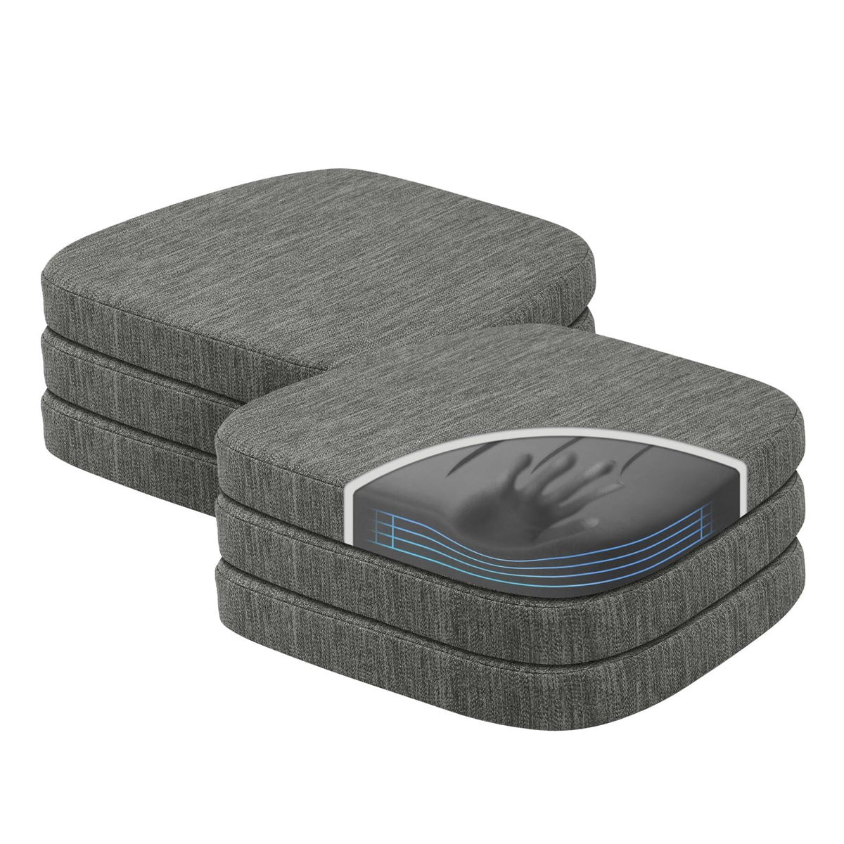 baibu Patented Dual-Layer Memory Foam Chair Cushions, 17 x 16 x 2 in, Black