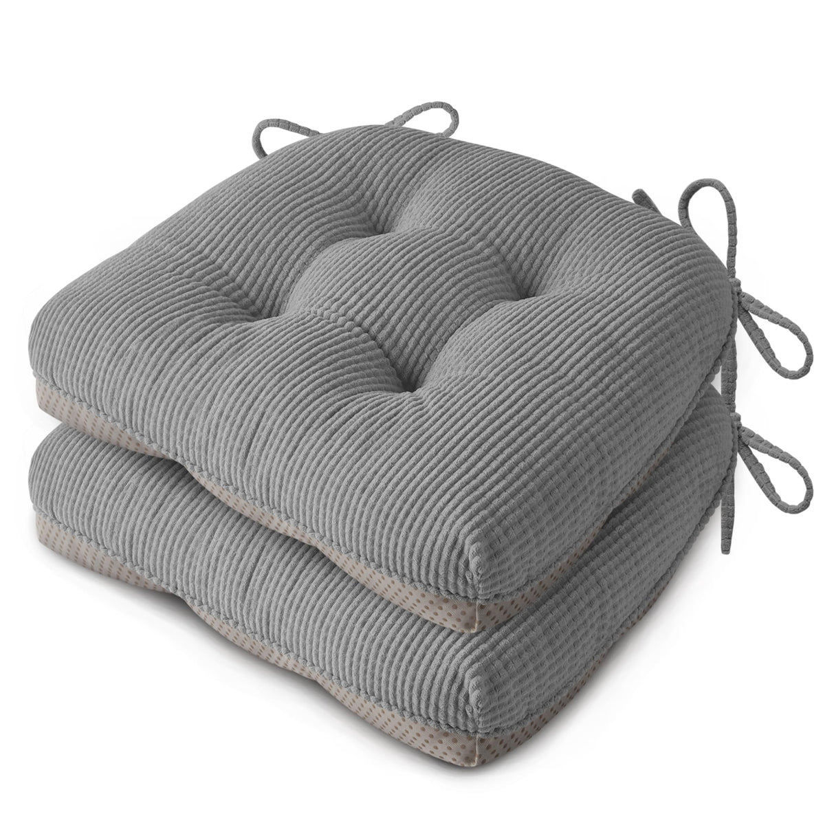 Anti Slip Kitchen Chair Cushions Set of 4 18"X16.5"X3" Beige
