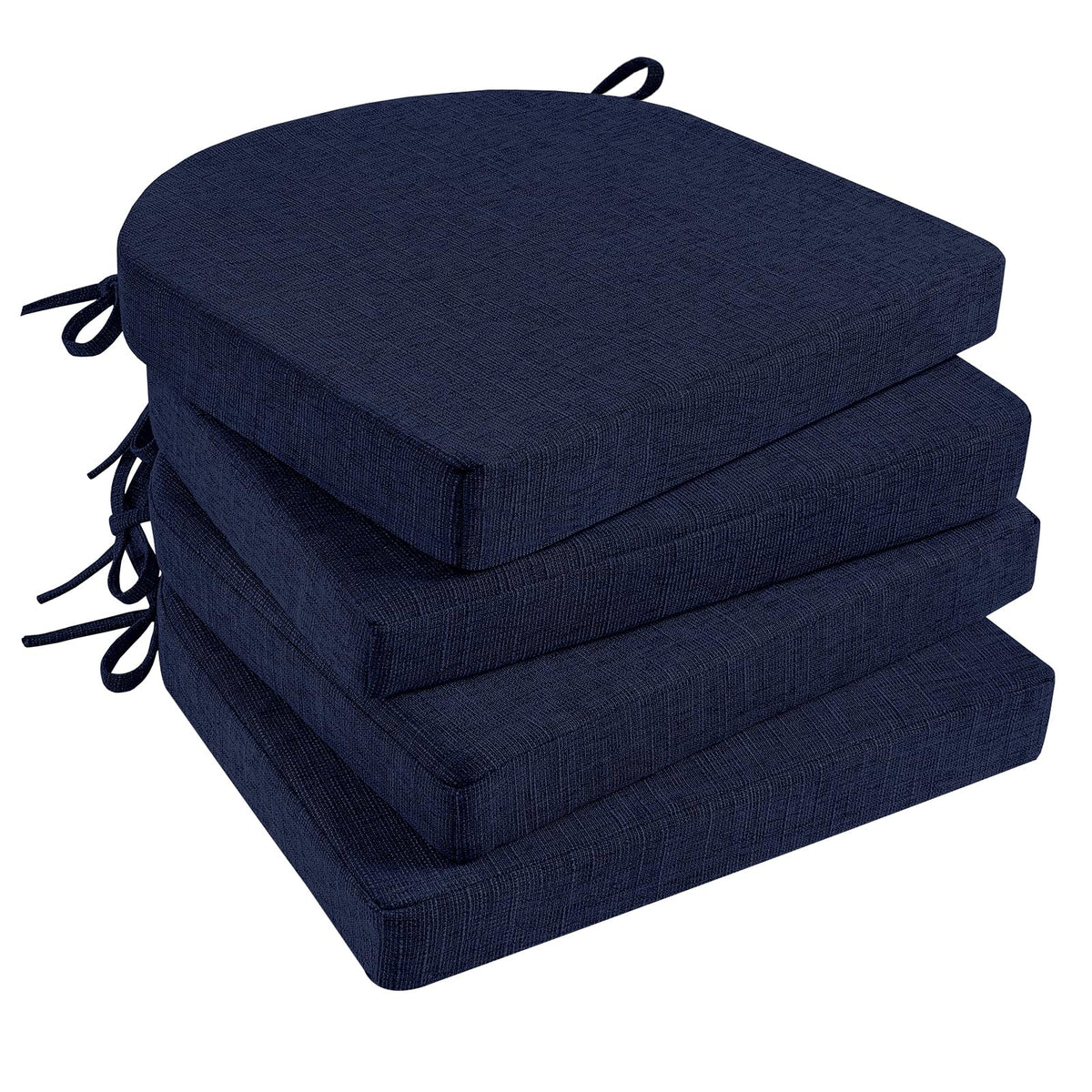 Basic Beyond Chair Cushions for Dining Chairs 4 Pack, Kitchen Chair Cushions with Ties and Non Slip Backing, 16 x 16 inches Chair Pads for Dining Chairs (Black)