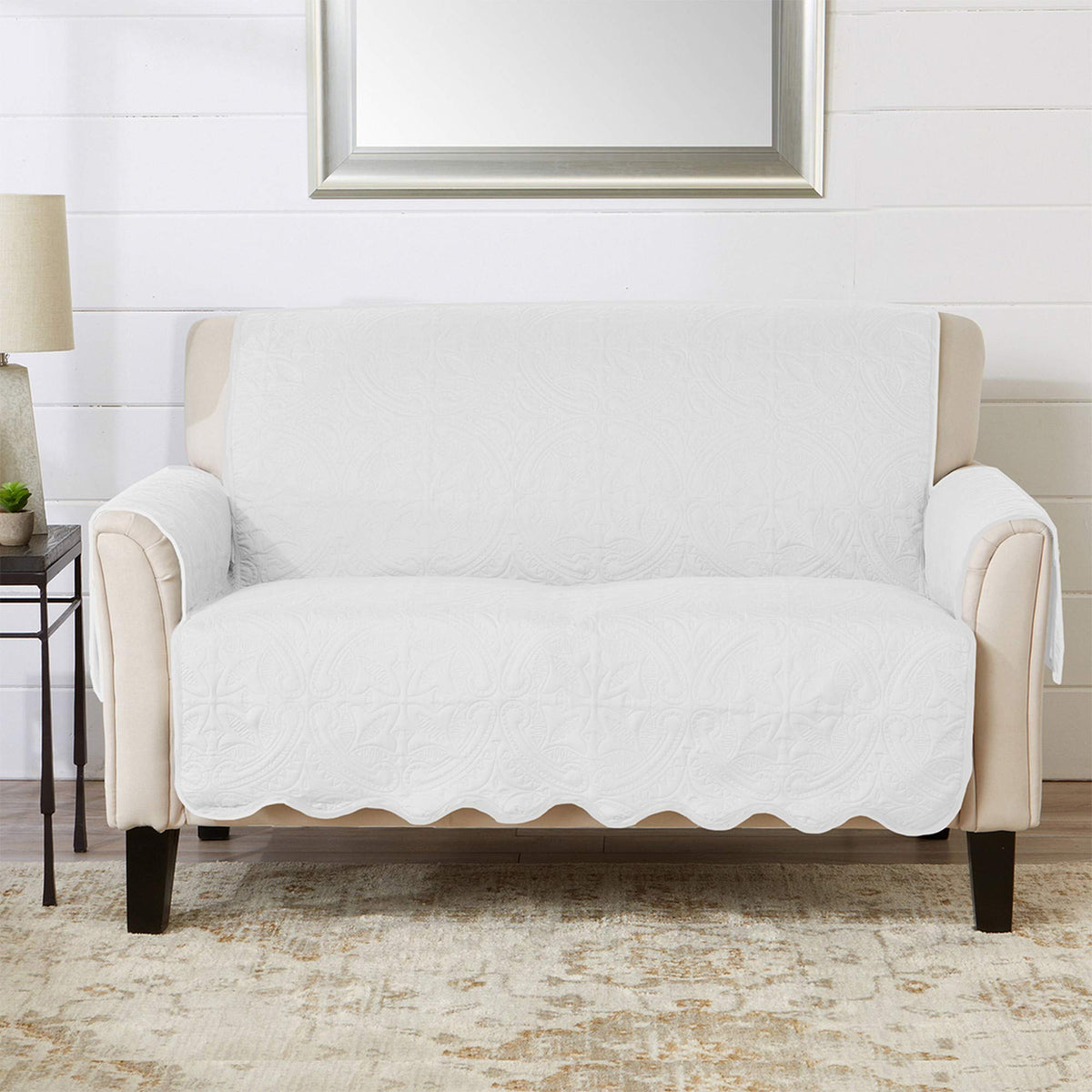 Great Bay Home Reversible Patchwork Sofa Cover - Washable Slipcover Furniture Protector with Elastic Straps - Perfect for Kids & Pets - Box-Stitched Detail (Taupe)