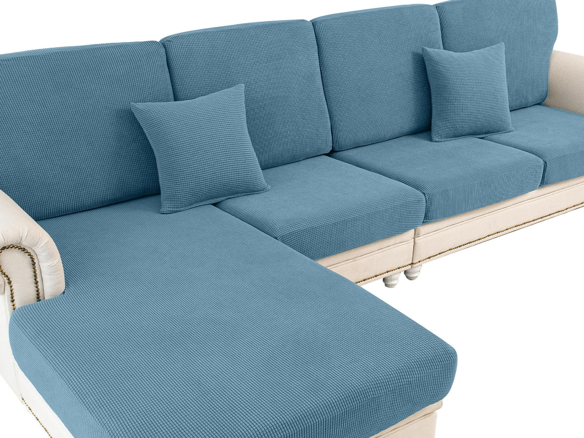 LA MEACK Couch Cushion Covers Seat Cushion Cover Stretch Couch Cover Separate Sectional Sofa Slipcovers Furniture Protector(3 Pieces for Seat or Sofa Backrest, Dark Grey)