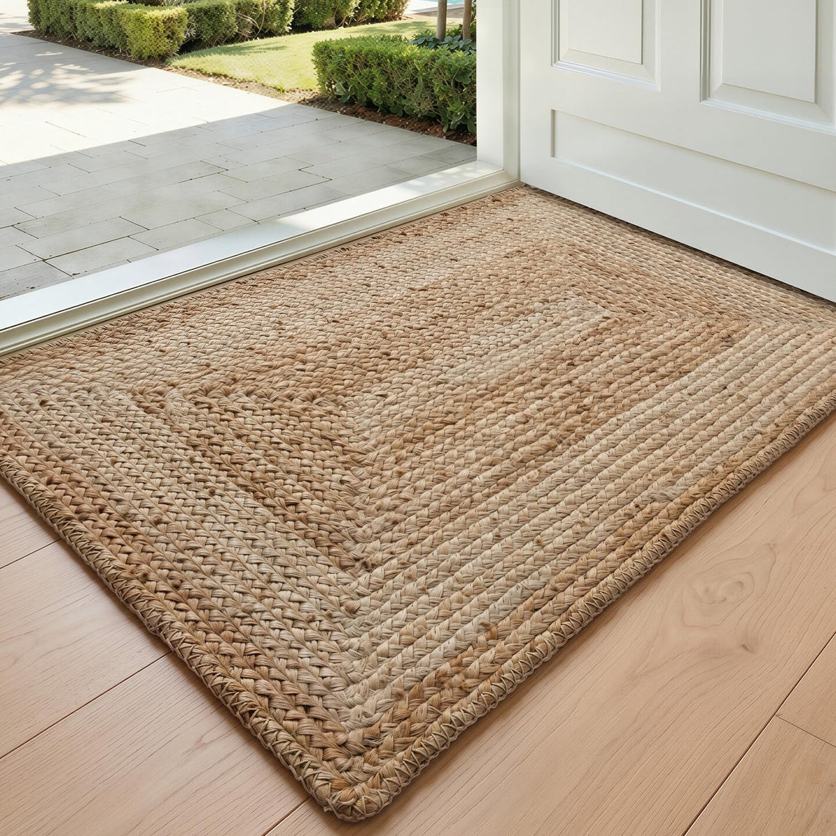 DEXI Jute Door Mat 24x36, Woven Mat for Covered Outside Entry, Light Taupe