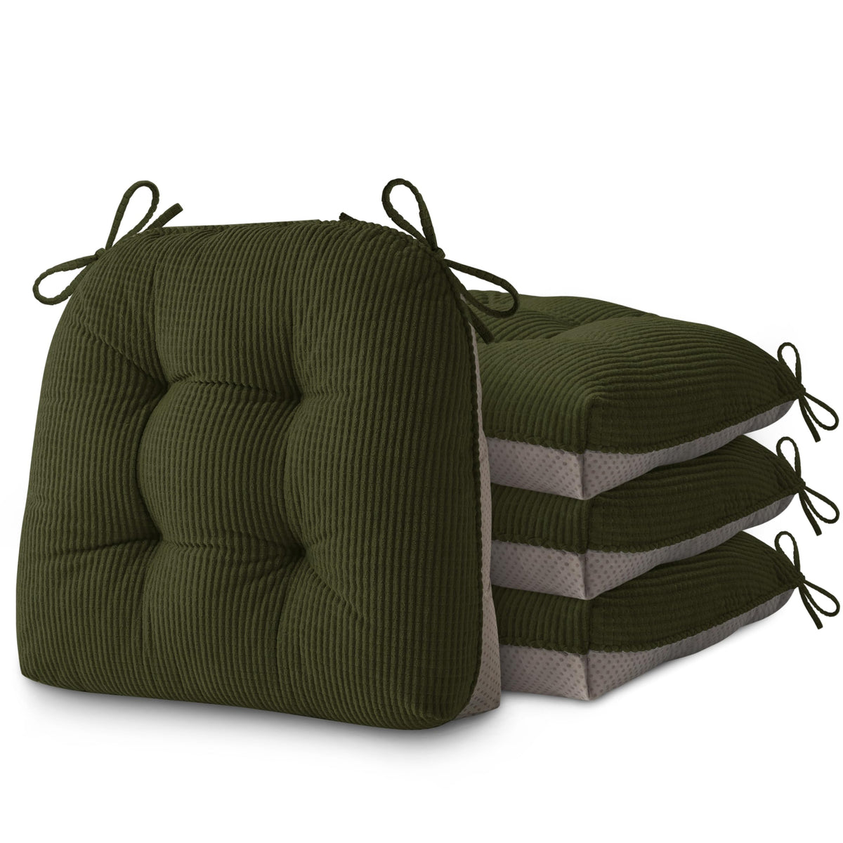 AddGrace Dining Chair Cushions Set of 4 Non-Slip 18"x16"x3" Grey