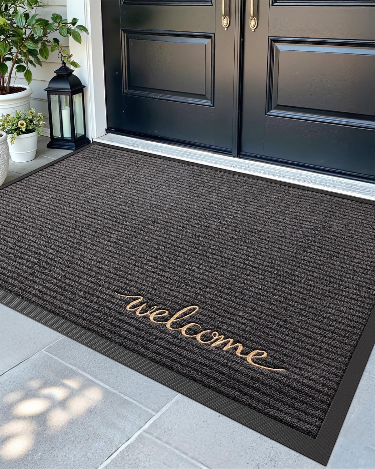 DEXI Front Door Mat Outside Entrance 24x36 Welcome Rubber Entry Doormat