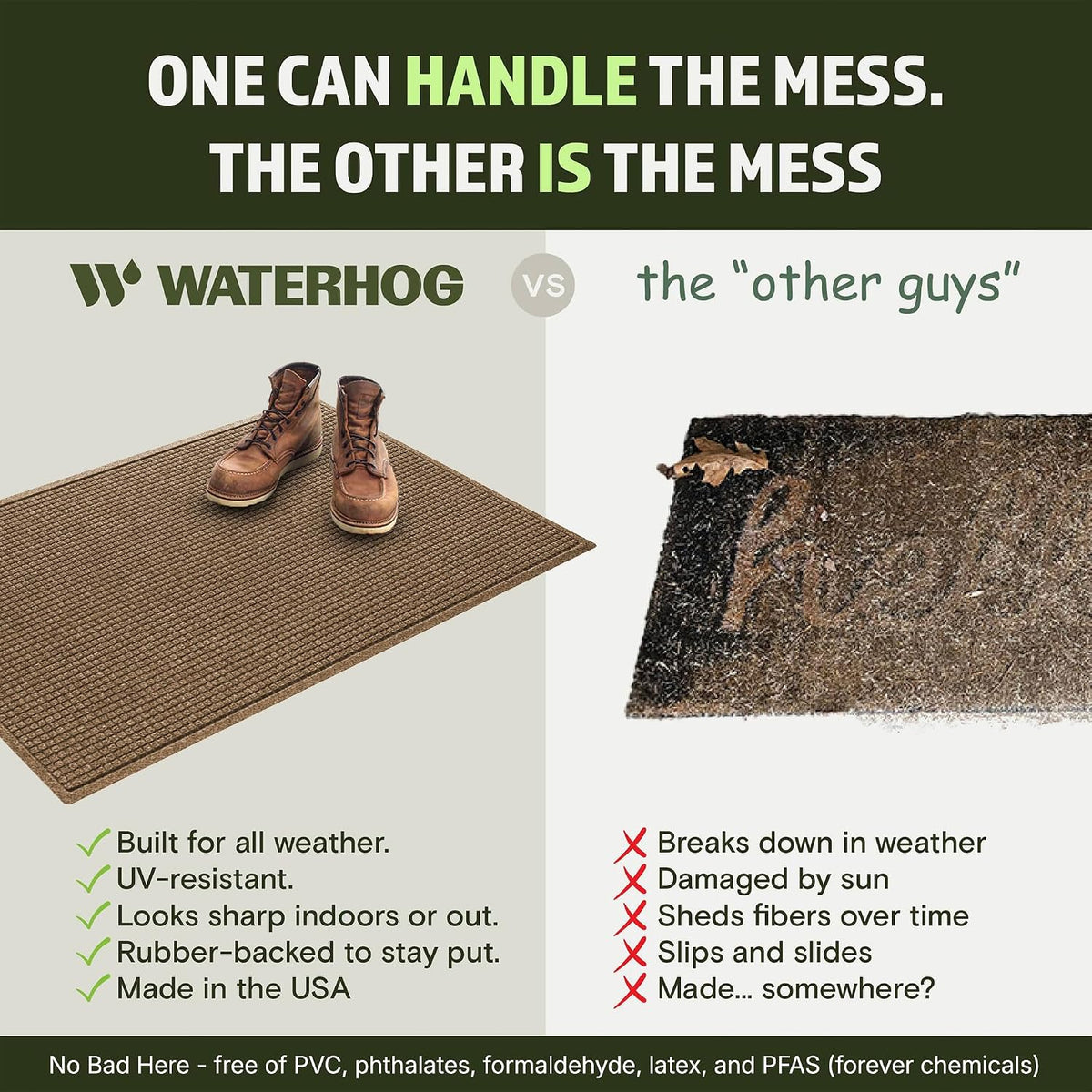 WaterHog Squares Front Door Mat Indoor Outdoor Entrance, All-Weather Mats
