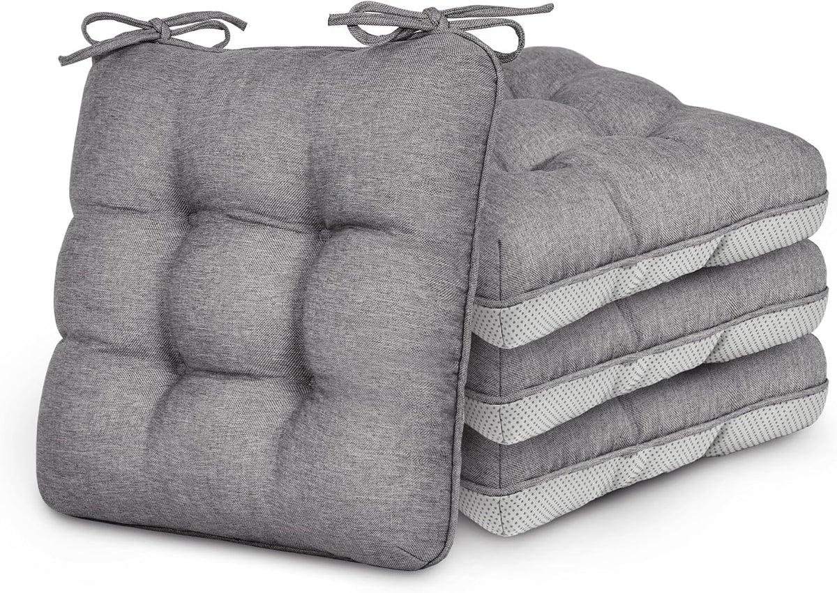 Love's cabin Memory Foam Chair Cushions Set of 4, 15.5 Inch, Grey