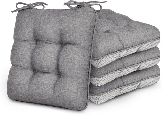 Love's cabin Memory Foam Chair Cushions Set of 4, 15.5 Inch, Grey