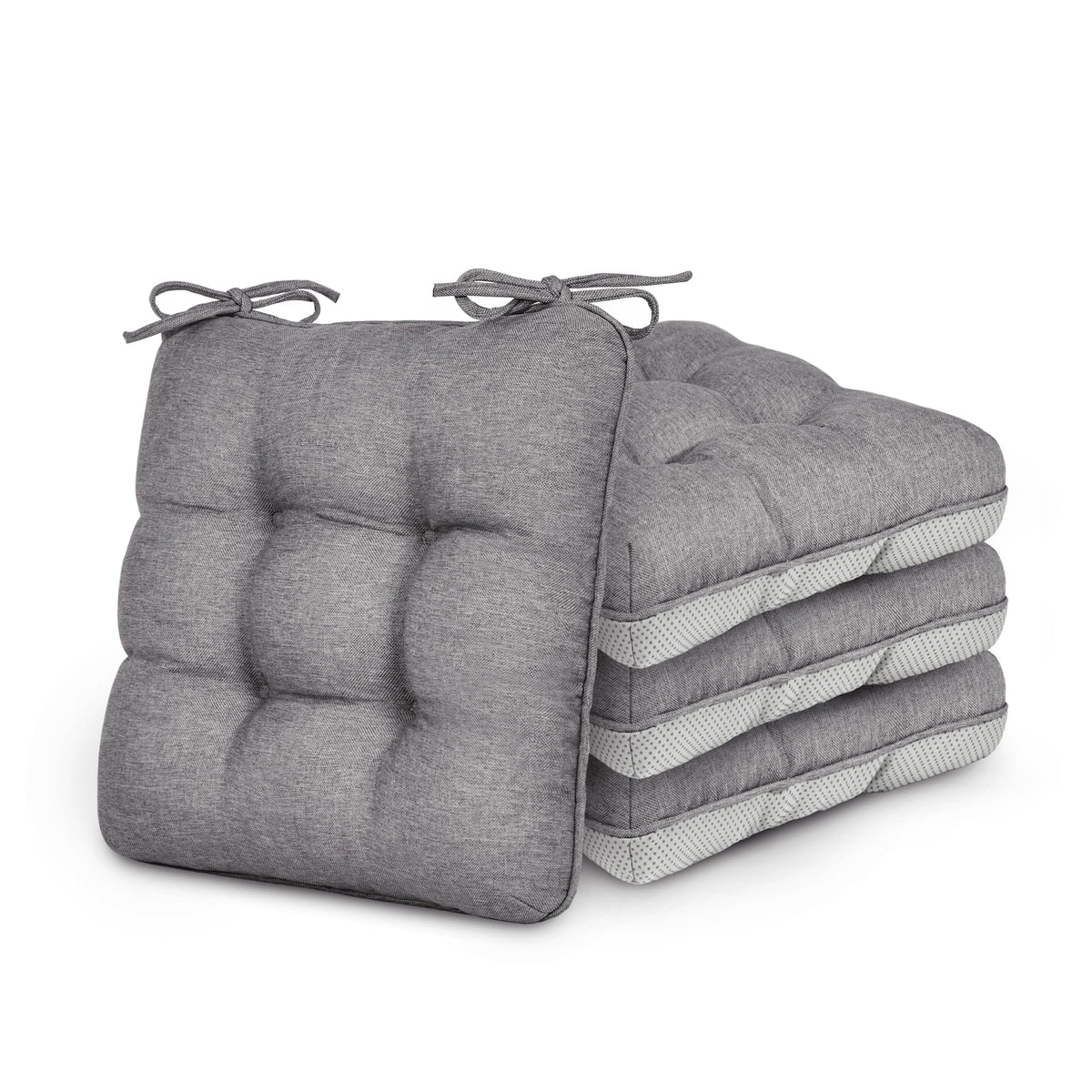 Love's cabin Memory Foam Chair Cushions Set of 4, 15.5 Inch, Grey