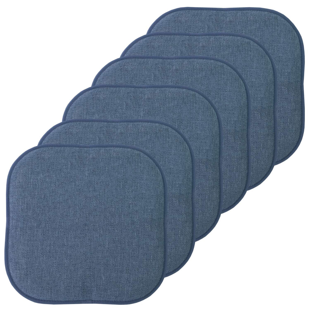 Sweet Home Collection Chair Cushion Memory Foam Pads Honeycomb Pattern Slip Non Skid Rubber Back Rounded Square 16" x 16" Seat Cover, 4 Pack, Alexis Chocolate