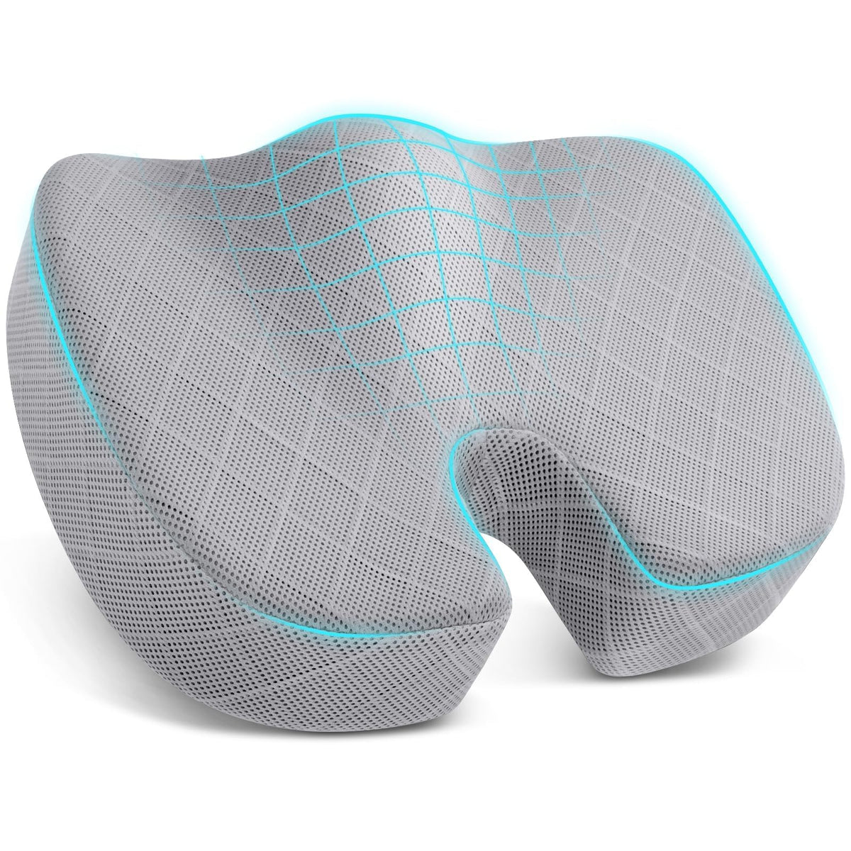 TushGuard Seat Cushion, Memory Foam Office Chair Cushion - Grey, Large