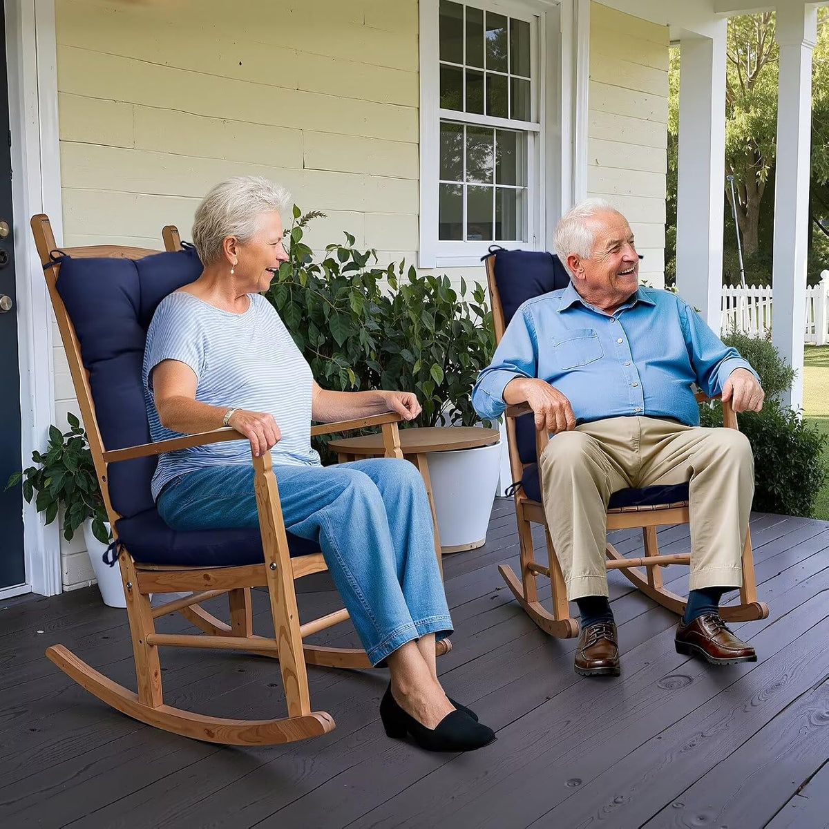 Set of 1 Indoor Outdoor Burgundy Rocking Chair Cushion for Patio
