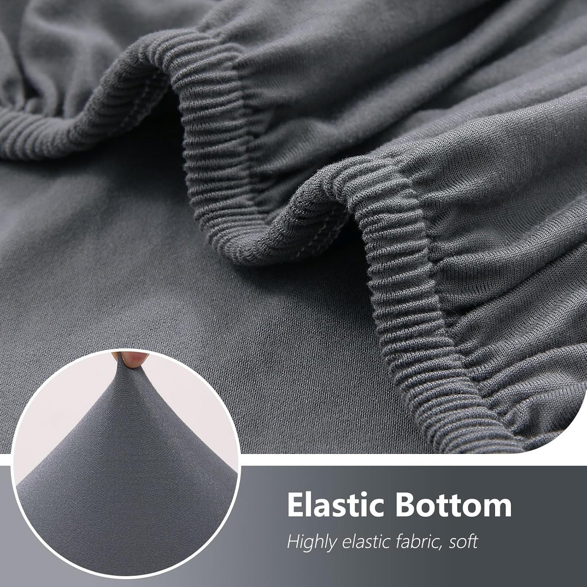 hyha 4 Pieces Couch Covers for 3 Cushion Couch, Sofa Covers Washable Soft Sofa Slipcovers, Stretch Couch Covers for Dogs, Furniture Protector with Elastic Straps (Sofa, Dark Gray)