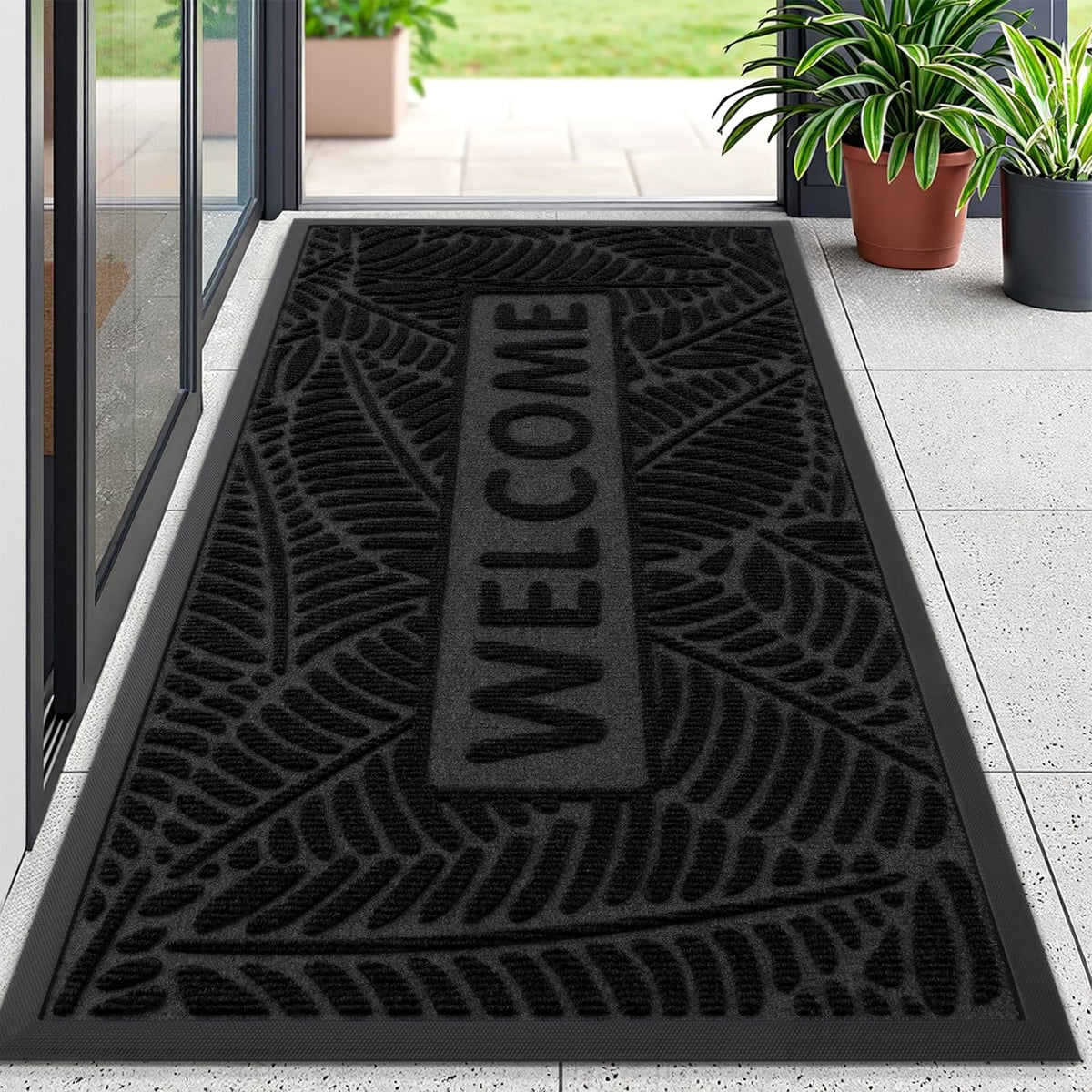 Smiry Welcome Front Door Mat for Outdoor Indoor 29.5x17, All-Season Doormat