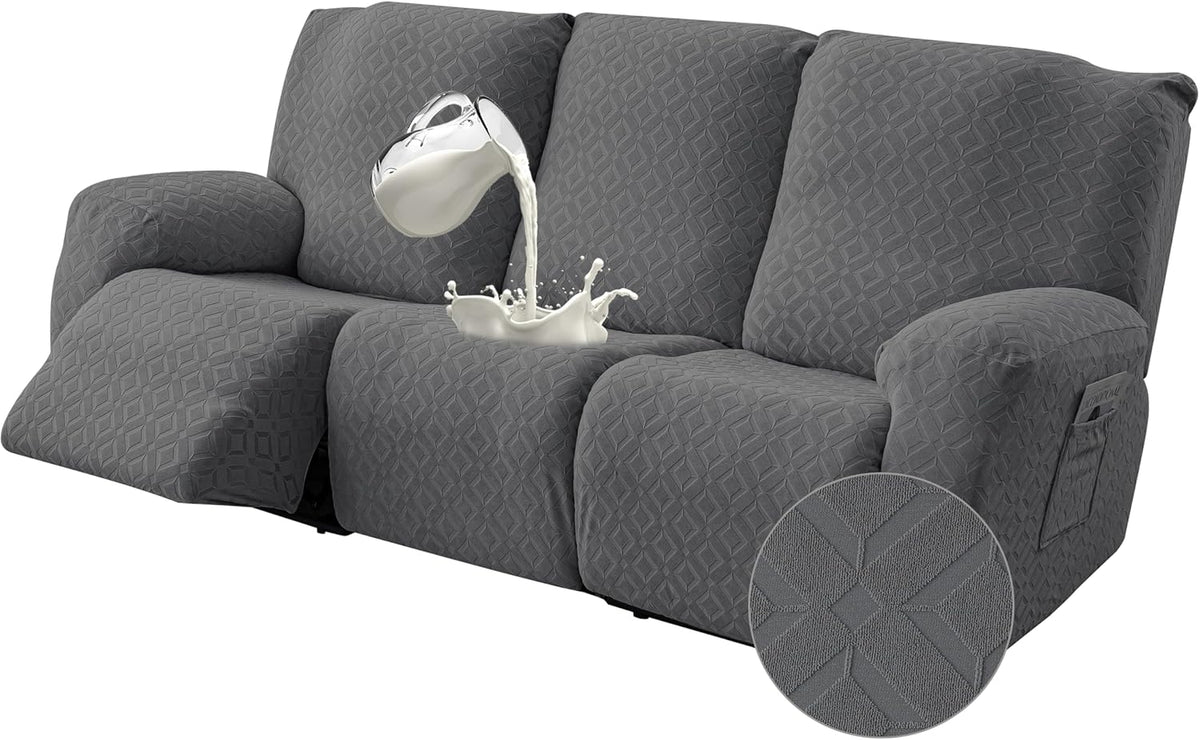 Gennia Waterproof Recliner Sofa Cover,3 Seat Couch Cover,Dark Gray