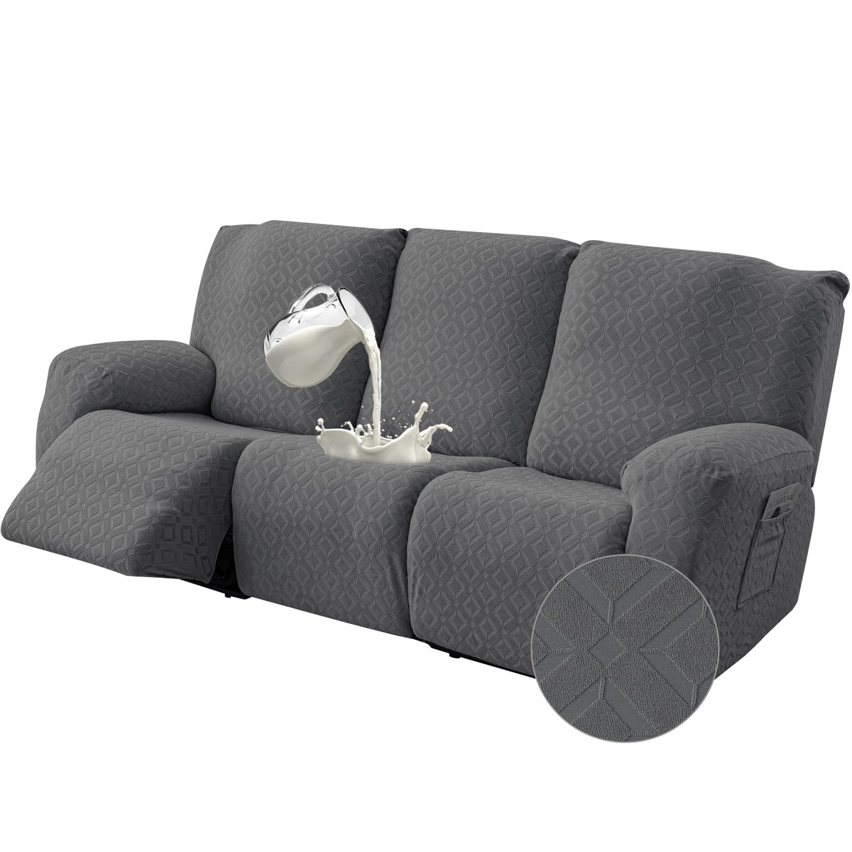 Gennia Waterproof Recliner Sofa Cover,3 Seat Couch Cover,Dark Gray