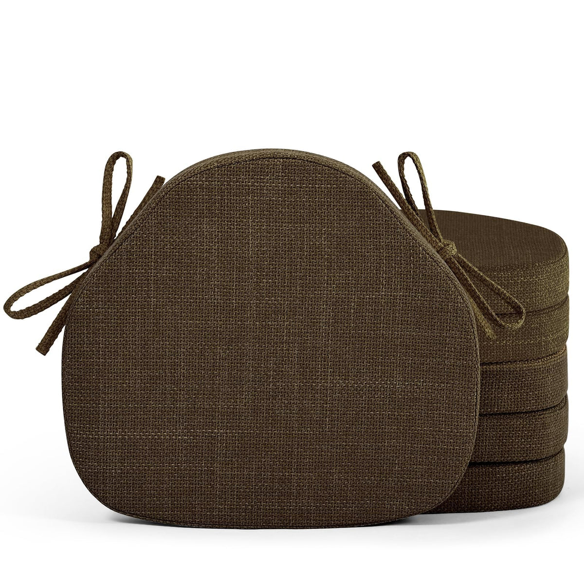 Shinnwa Dining Chair Cushions Set of 4, High-Resilience Foam Windsor Seat Pads, Kitchen Chair Cushions with Ties & Textured Cover, 4 Pack, 16.5 x 15.5 x 2, Light Brown