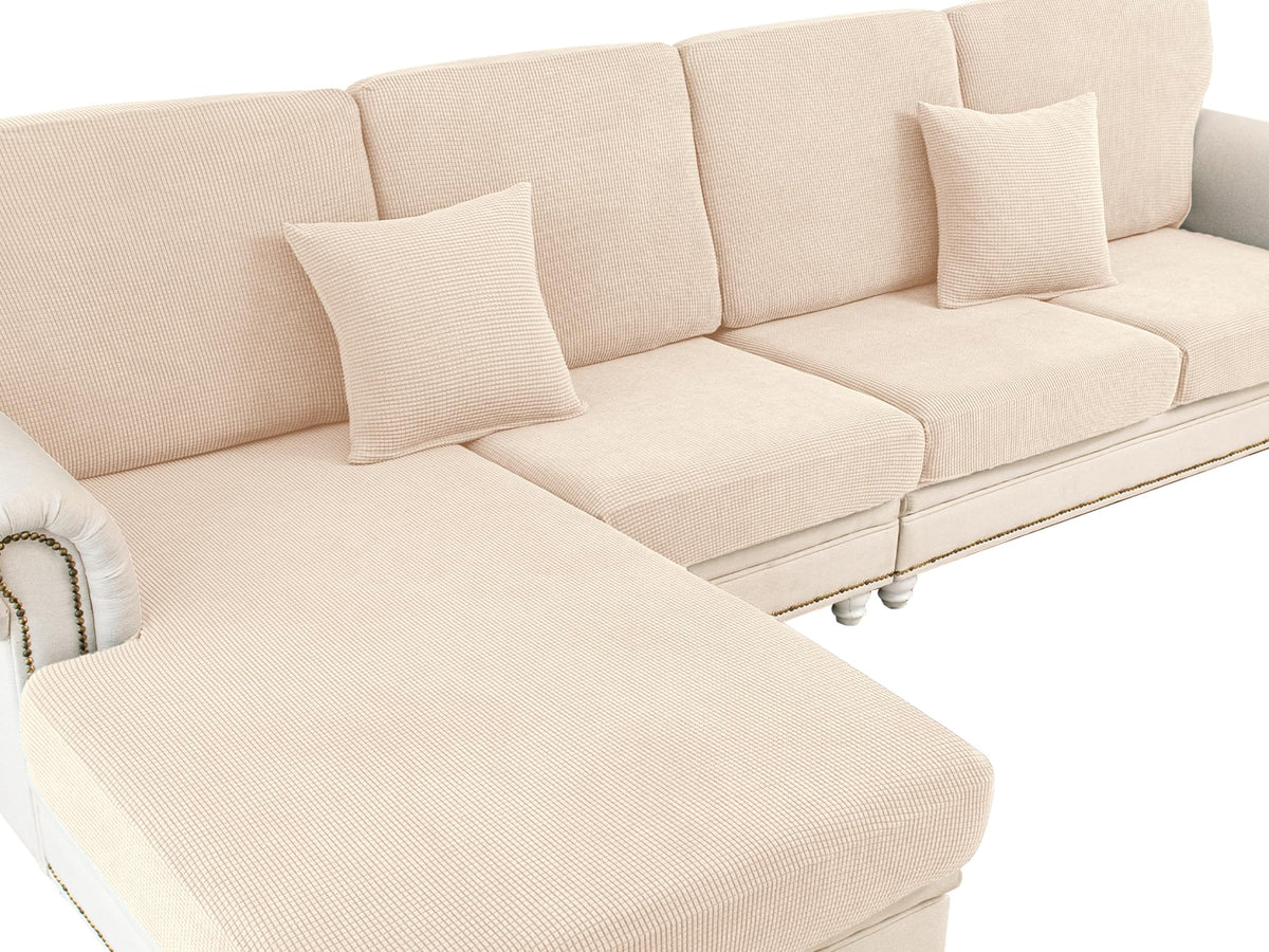 LA MEACK Couch Cushion Covers Seat Cushion Cover Stretch Couch Cover Separate Sectional Sofa Slipcovers Furniture Protector(3 Pieces for Seat or Sofa Backrest, Dark Grey)