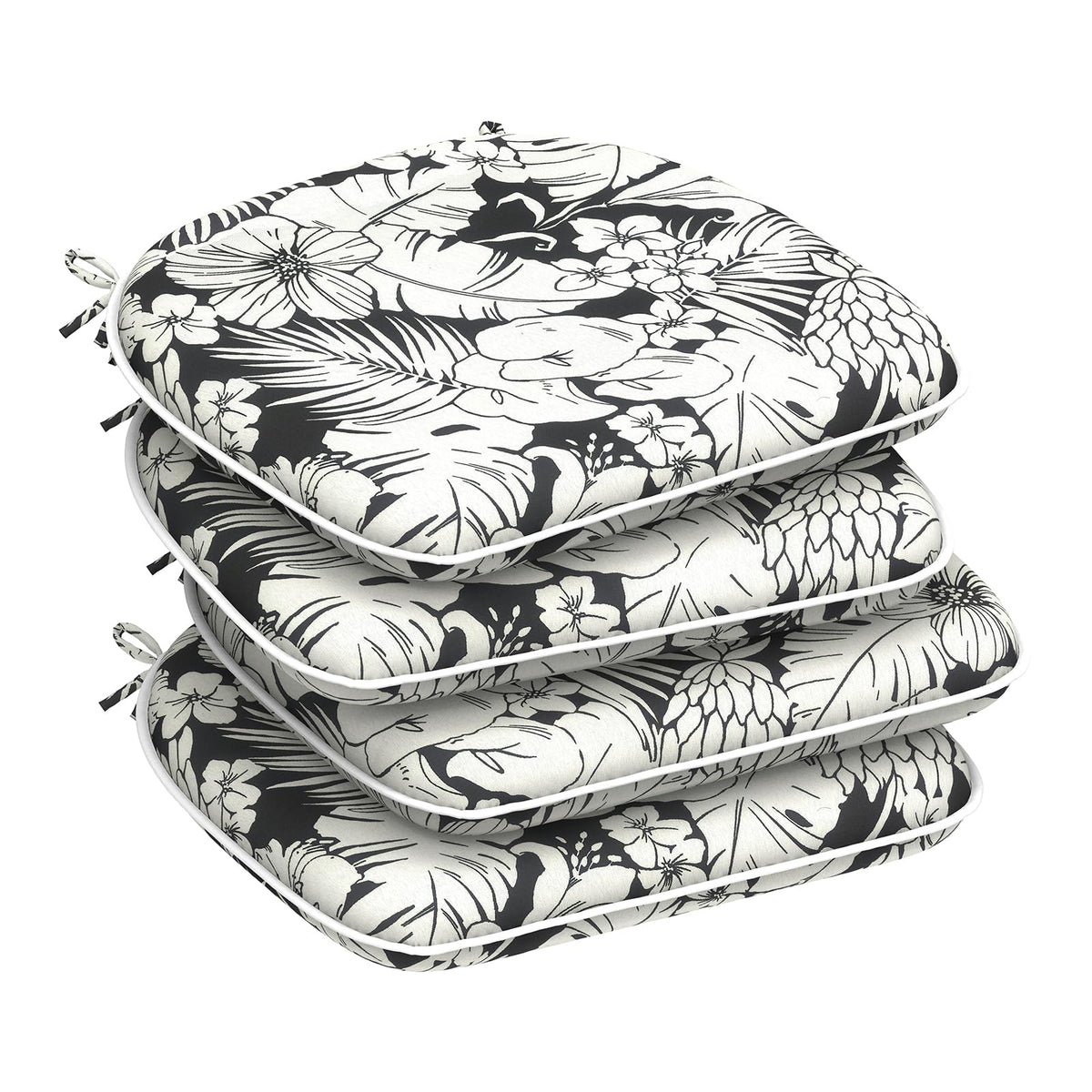 DYTXIII Set of 4 Outdoor Chair Cushions with Ties,Water Repellent Patio Chair Pads 17"x 16" for Outdoor Furniture,Round Corner Seat Cushions for Garden Yard Kitchen Paisley Multi