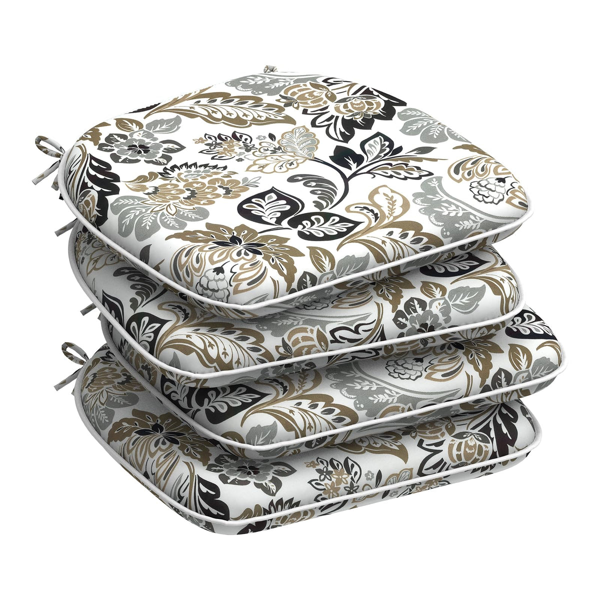 DYTXIII Set of 4 Outdoor Chair Cushions with Ties,Water Repellent Patio Chair Pads 17"x 16" for Outdoor Furniture,Round Corner Seat Cushions for Garden Yard Kitchen Paisley Multi