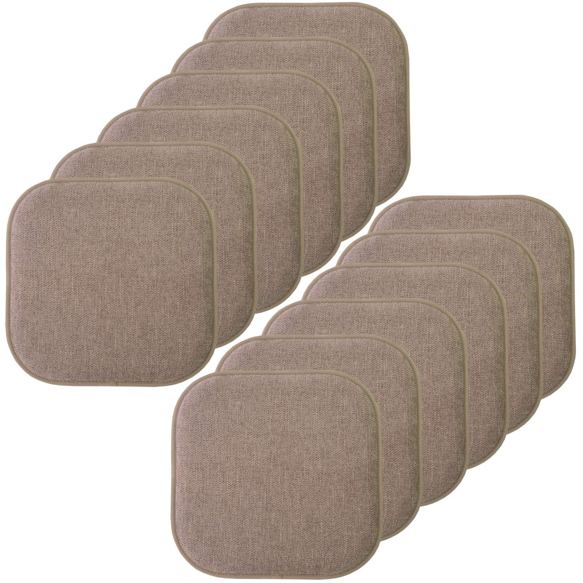 Sweet Home Collection Chair Cushion Memory Foam Pads Honeycomb Pattern Slip Non Skid Rubber Back Rounded Square 16" x 16" Seat Cover, 4 Pack, Alexis Chocolate
