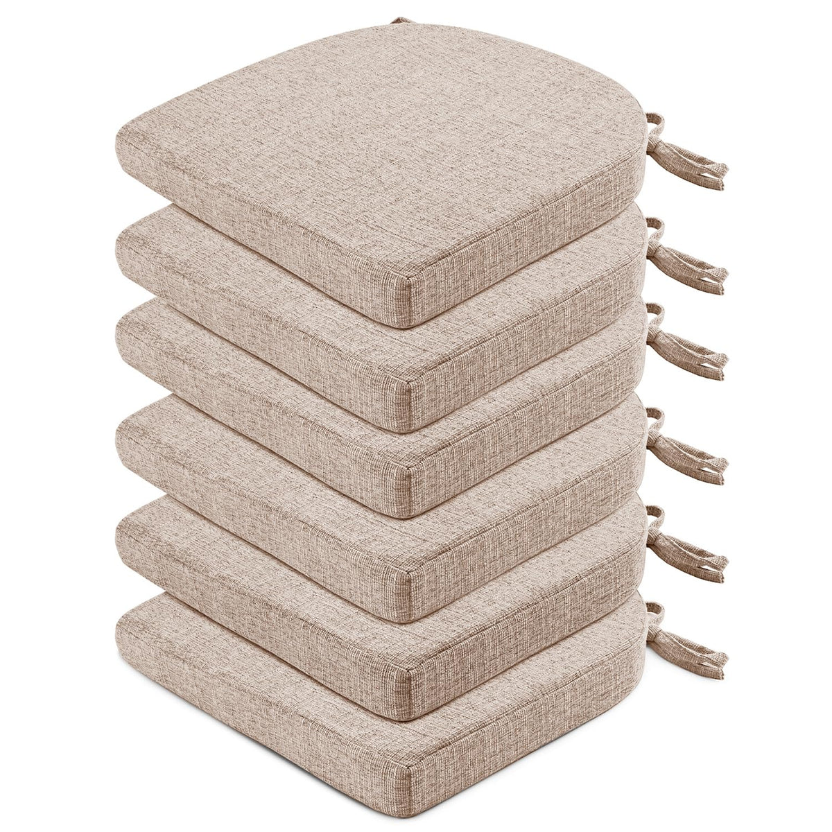 Wellsin Chair Cushions for Dining Chairs 6 Pack - Kitchen Chair Cushions with Ties and Non-Slip Backing - Dining Chair Pads 16"X16"X2", Dark Gray