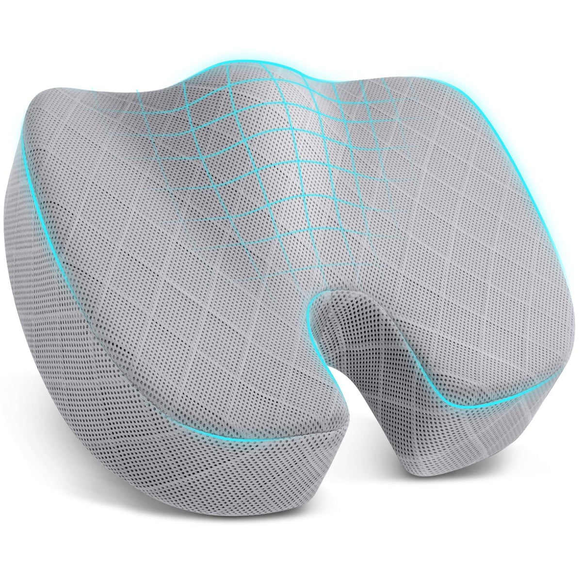 TushGuard Seat Cushion, Memory Foam Office Chair Cushion - Grey, Large