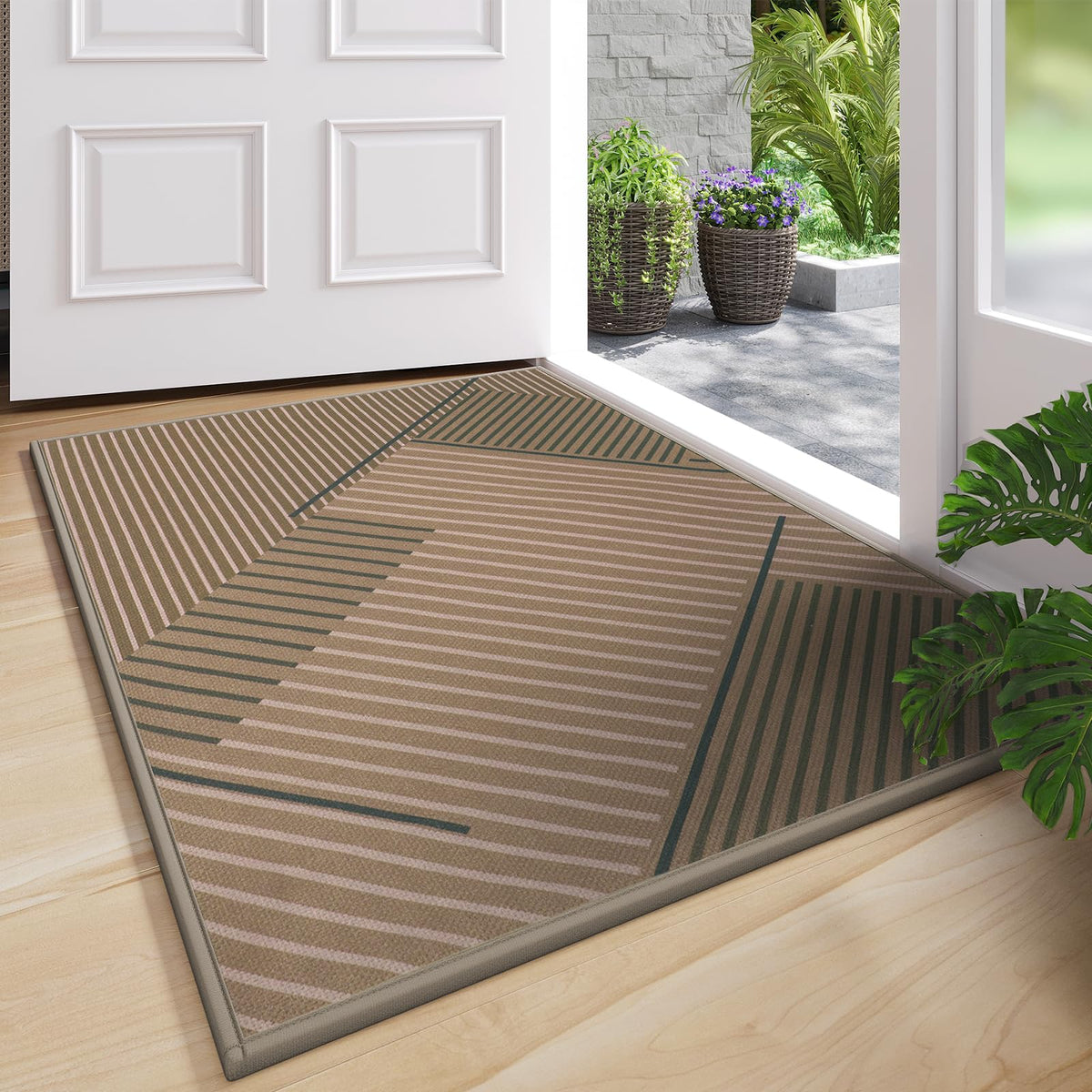 Door Mat Indoor Entrance Front Entry Mats,17''x30'',Brown