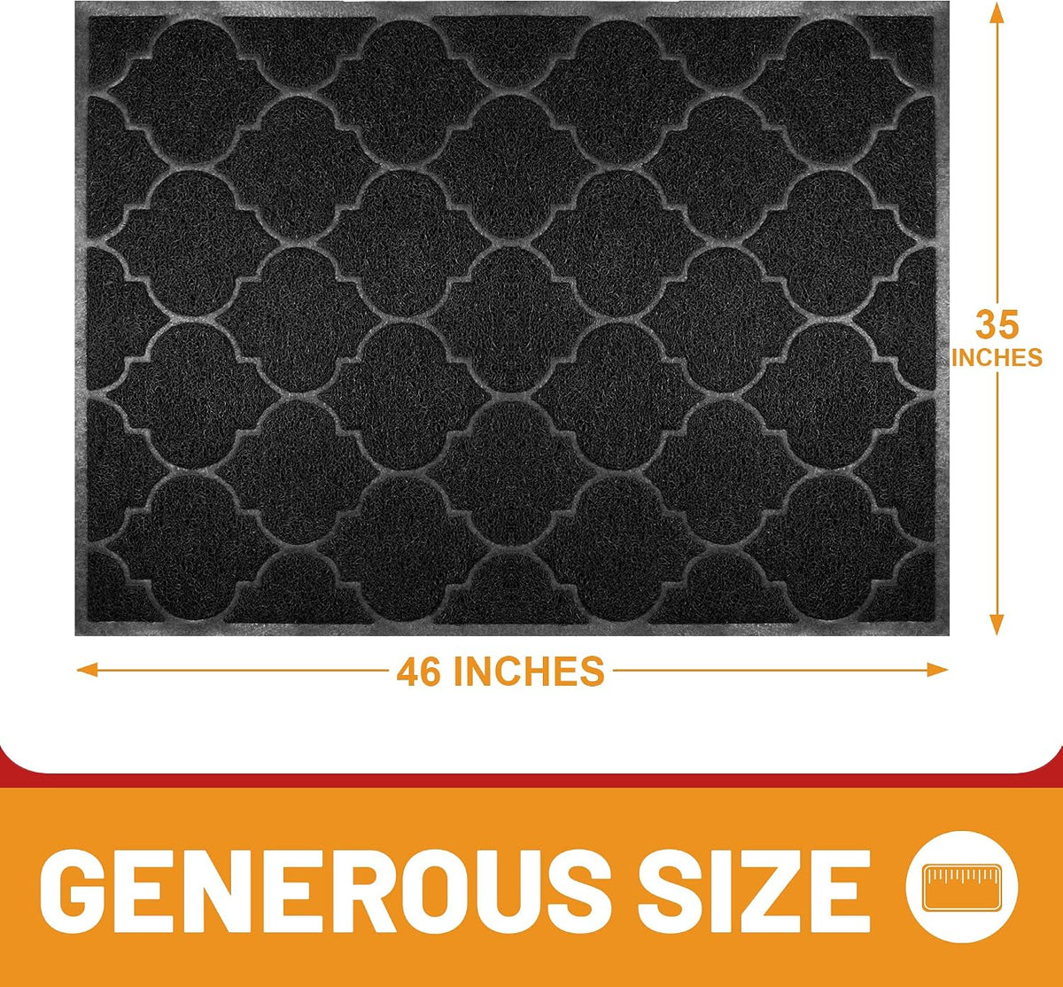 Cosyearn Door Mat, 46x35, Black, Indoor Outdoor Front Entryway Doormat