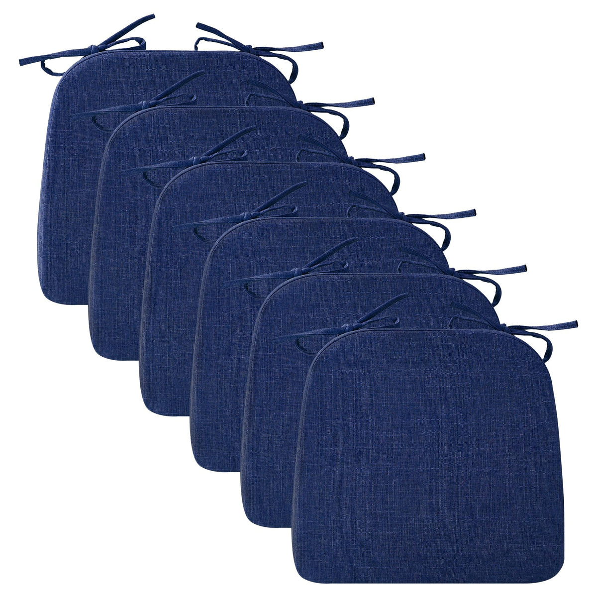 Ruqmuis Chair Cushions for Dining Chairs, 2" Thick Seat Cushions for Kitchen Chairs, D-Shaped Chair Pads with Washable Cover, Ties and Non Slip Backing, 17'' x 16'', Set of 4, Beige