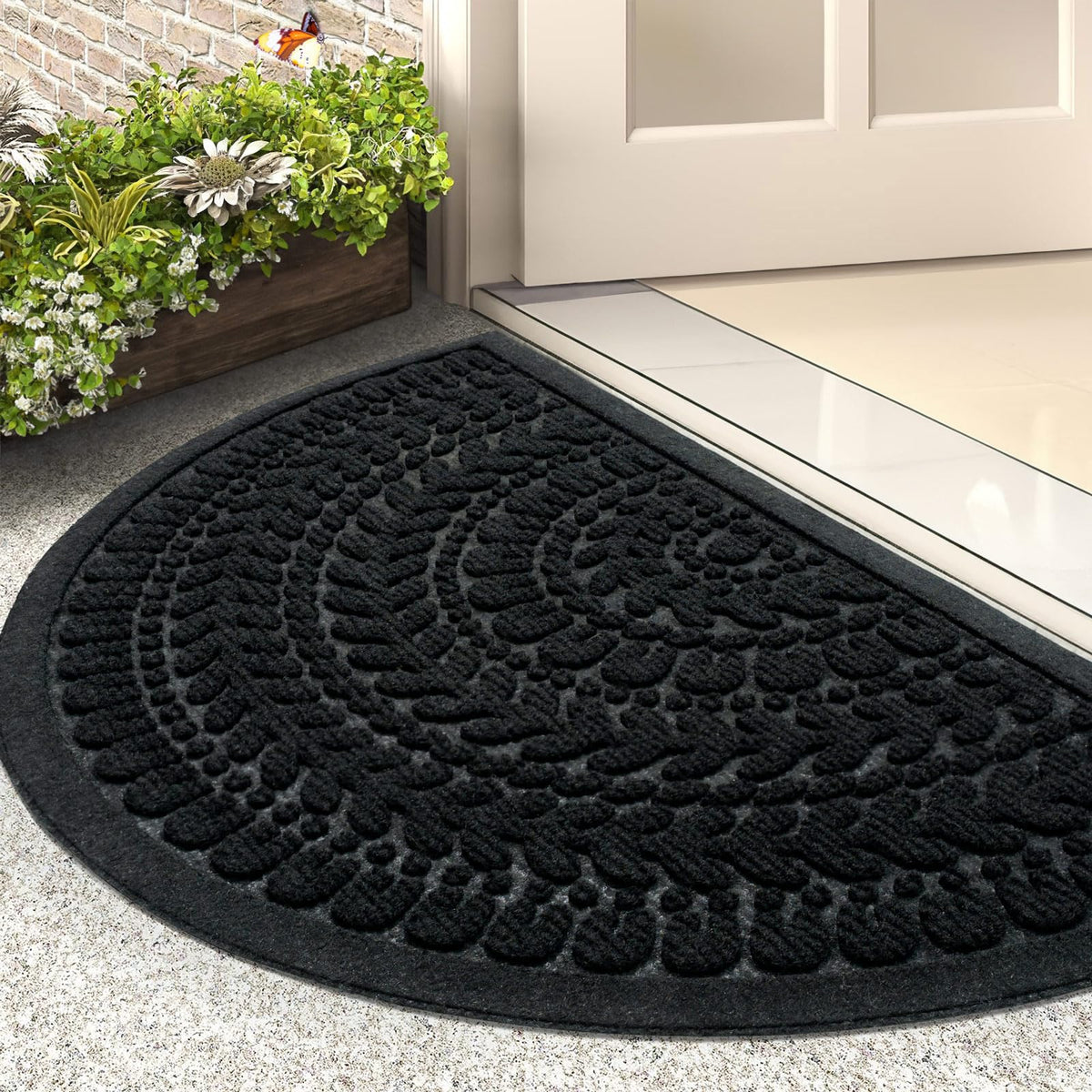 RORA Half Circle Door Mat Front Door Mat Outside Entrance Welcome Mat 17x30