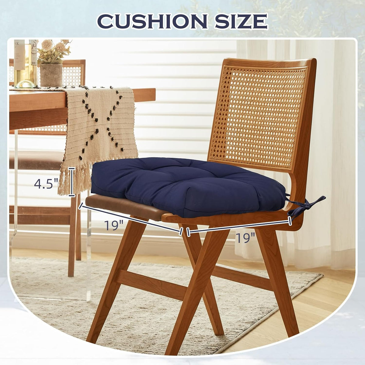 2 Pack Waterproof Outdoor Thick Tufted Chair Cushions,Peacock