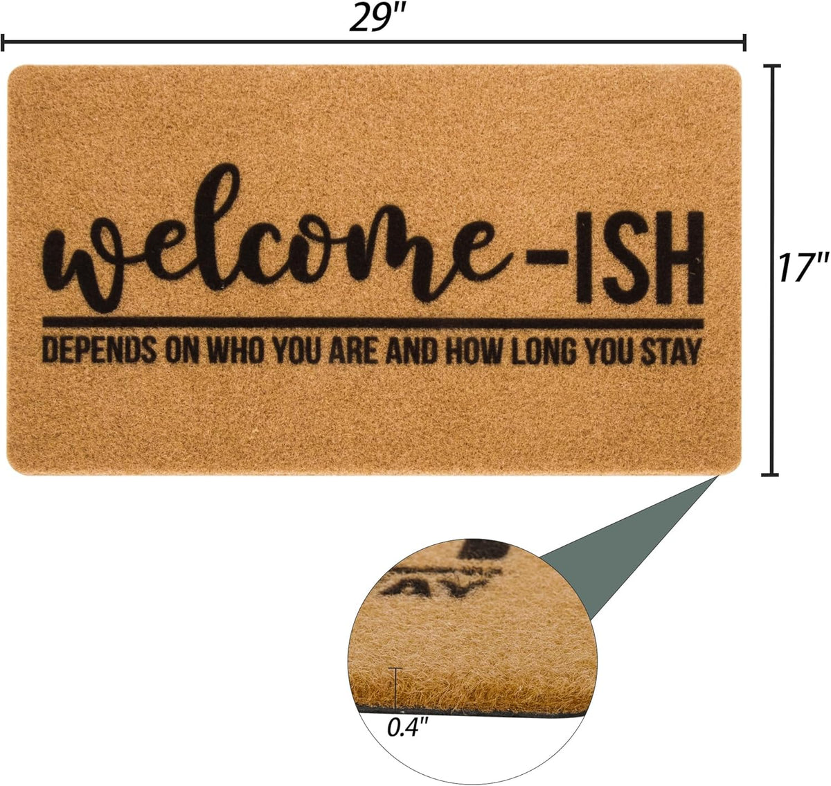 Eohak Welcome-Ish Front Door Mat - Welcome-Ish Depends Who You are Doormat Non Slip Backing Mat for Home Entry Farmhouse（17"x 29" ）