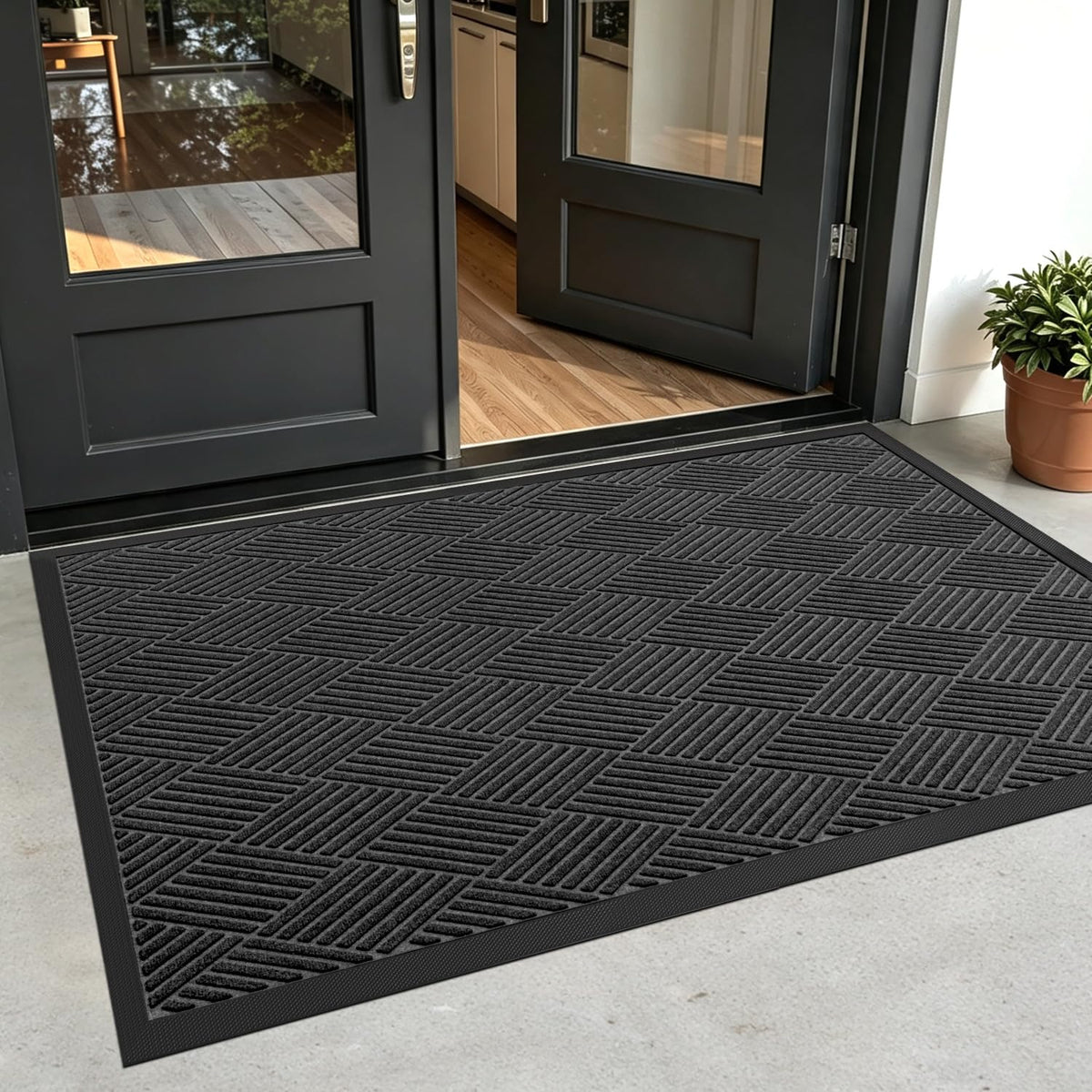 DEXI Front Door Mat Outside Entrance 24x36 Welcome Rubber Entry Doormat
