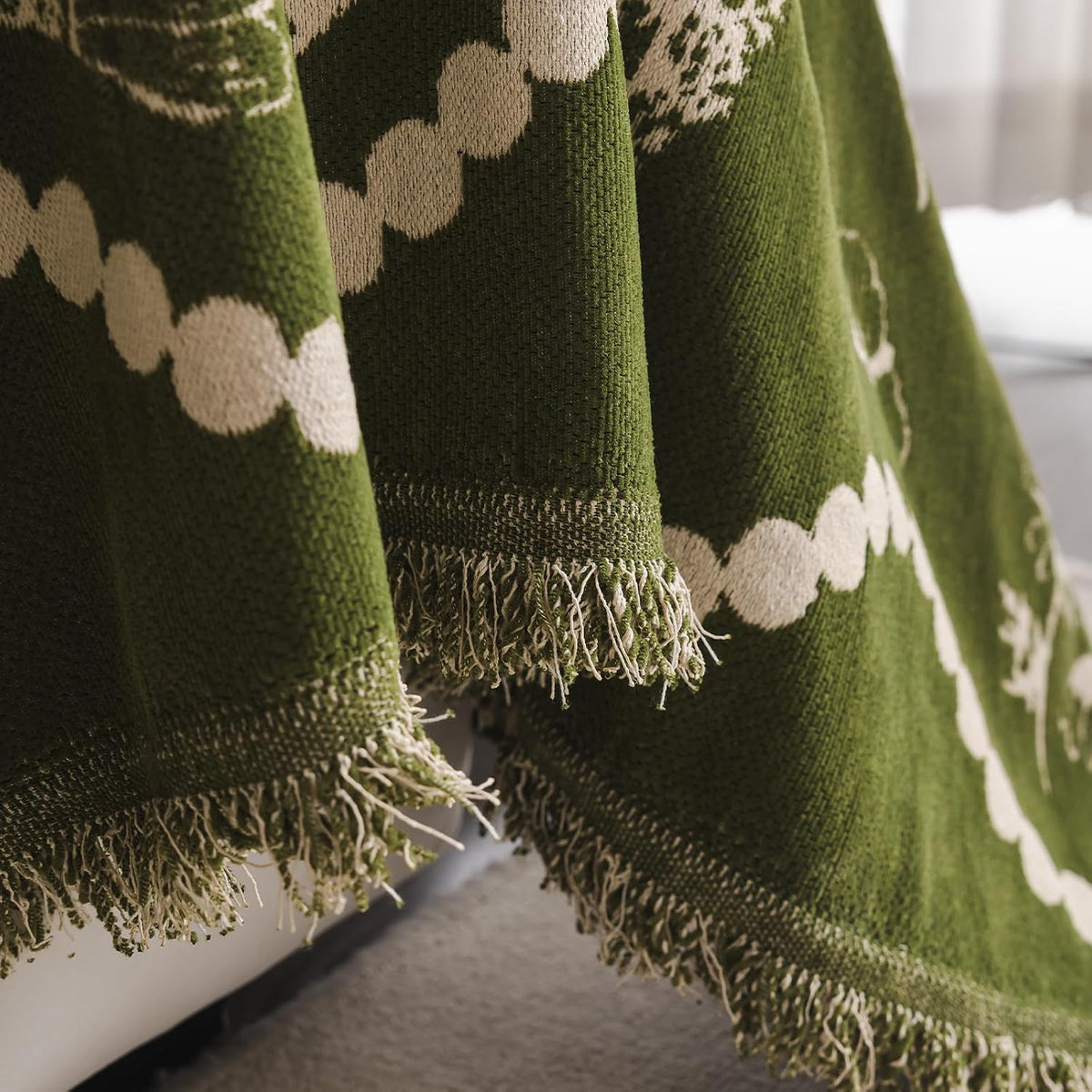 DREAMINGO Green Floral Couch Cover Farmhouse Botanical Jacquard Sofa Covers for 3 Cushion Couch Cozy Chenille Living Room Furniture Futon Sectional Sofa Slipcovers Washable, X-Large 71"x134"