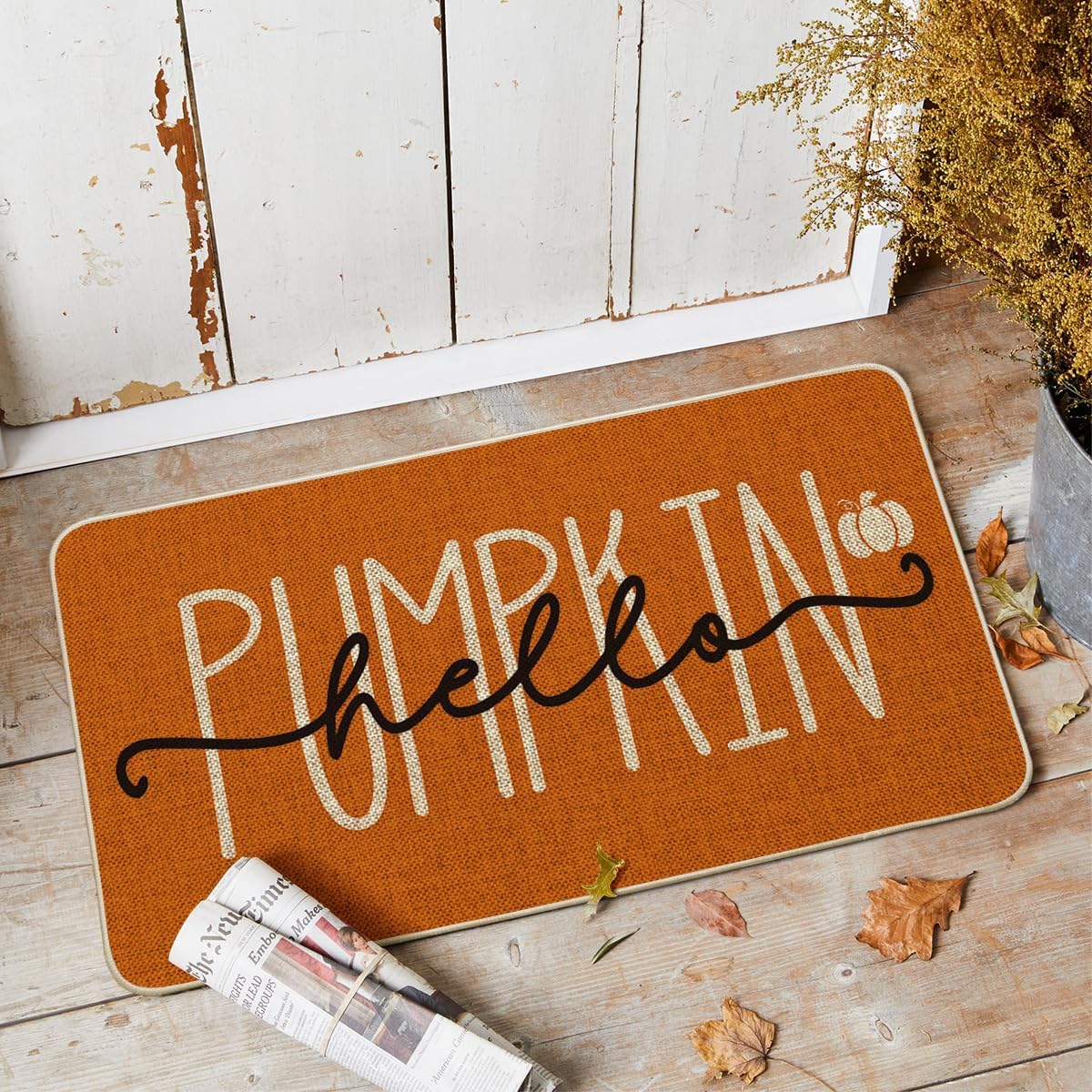Artoid Mode Orange Hello Pumpkin Fall Doormat 17x29 Inch