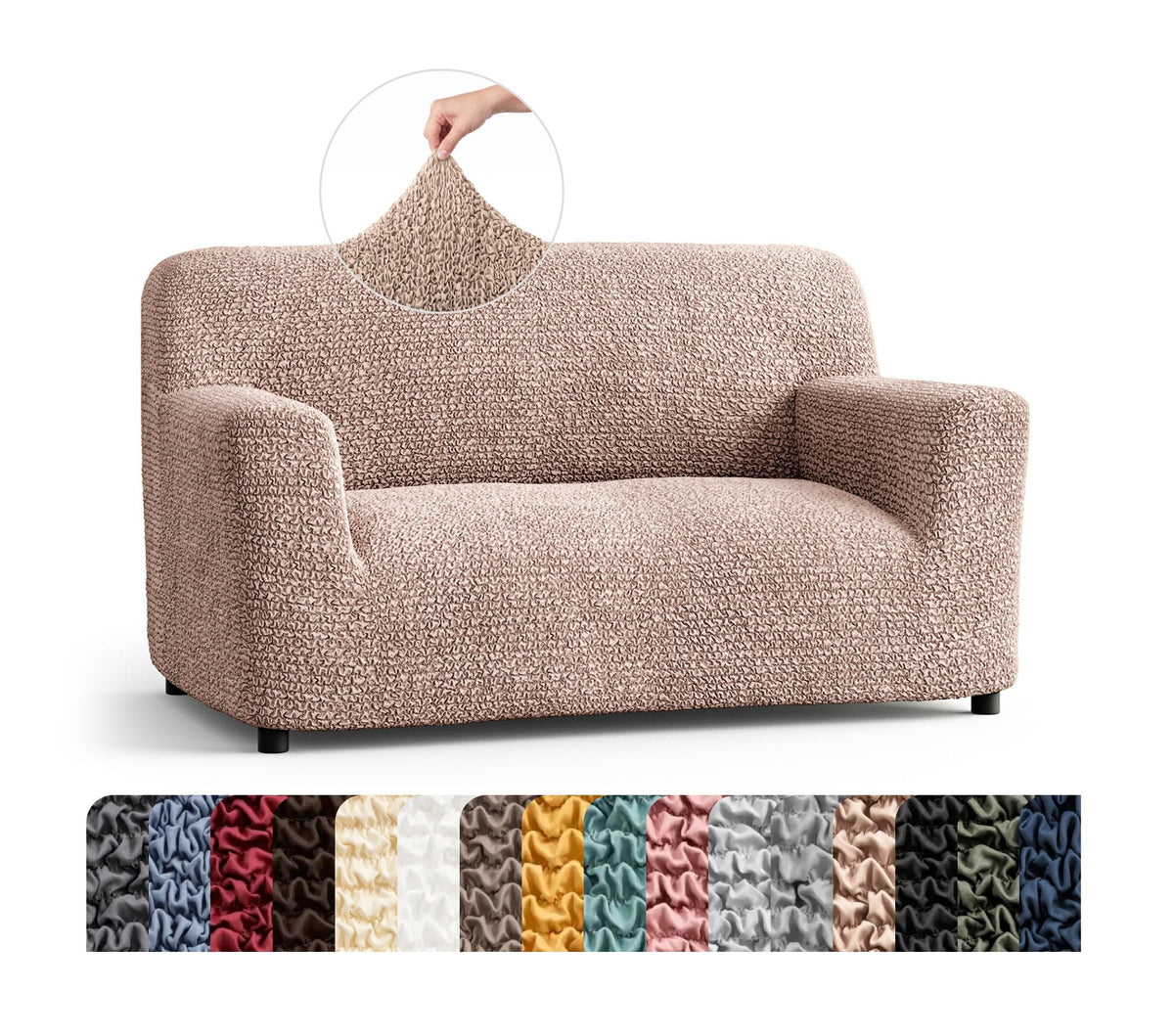 Premium Stretch Couch Covers for Sofa - Sofa Chair Cover Washable, Dogs & Pets Friendly - Elastic Polyester Loveseat Slipcovers - Non-Slip Love Seat Couch Covers - Soft Taupe (86"-120" Wide)