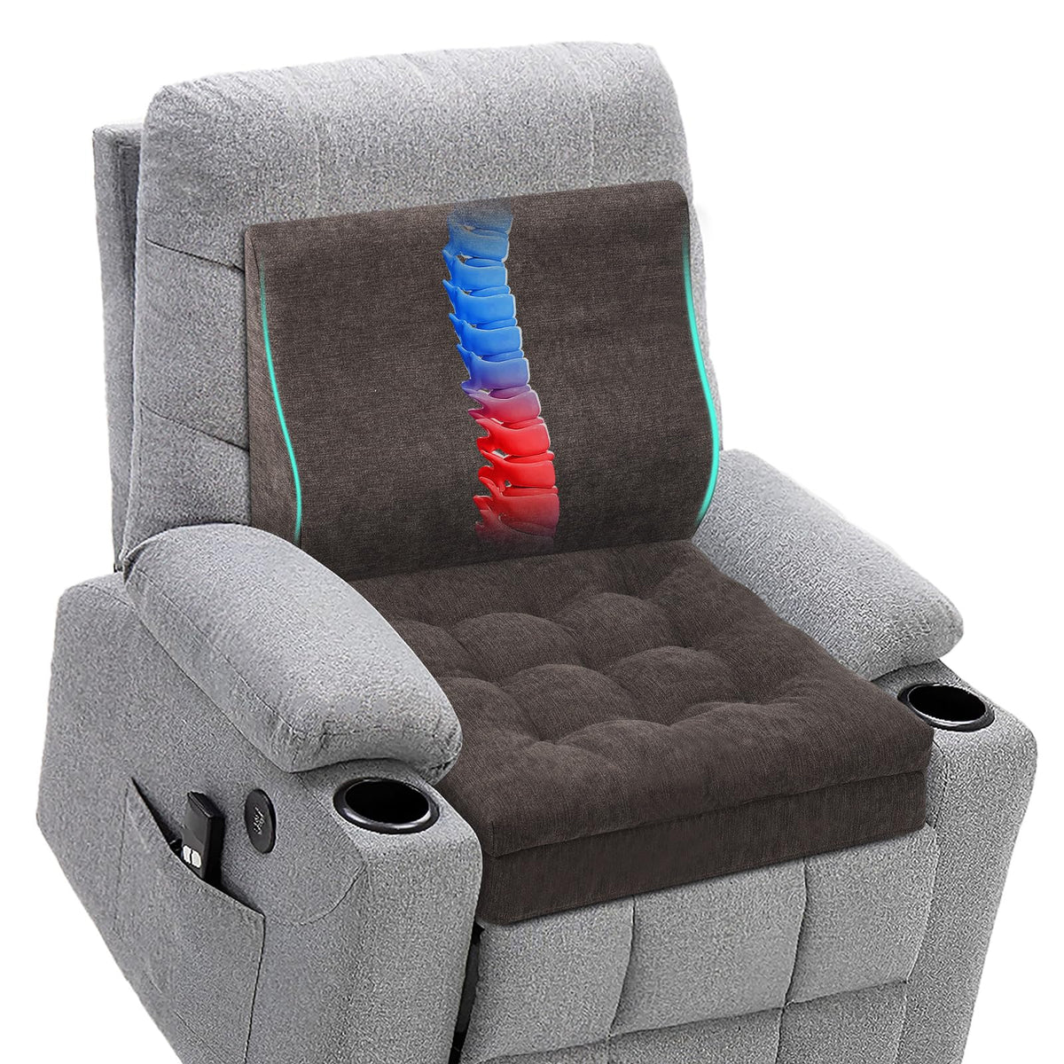 Recliner Cushions for Elderly, 20x20x5 Inch Thick Chair Cushion Patent Design Soft Tufted Dual Layer Booster Seat Cushions for Seniors Recliner Risers Gray 1P