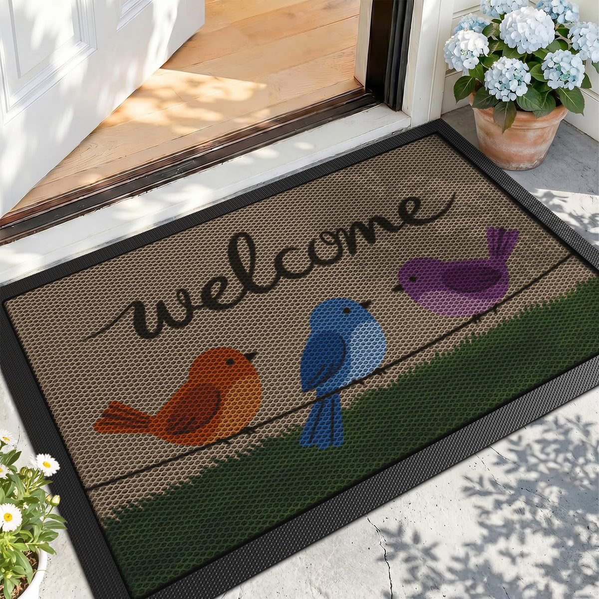 LUMI Outside Welcome Door Mat 24x36, Non-Slip Durable Rubber Easy Clean