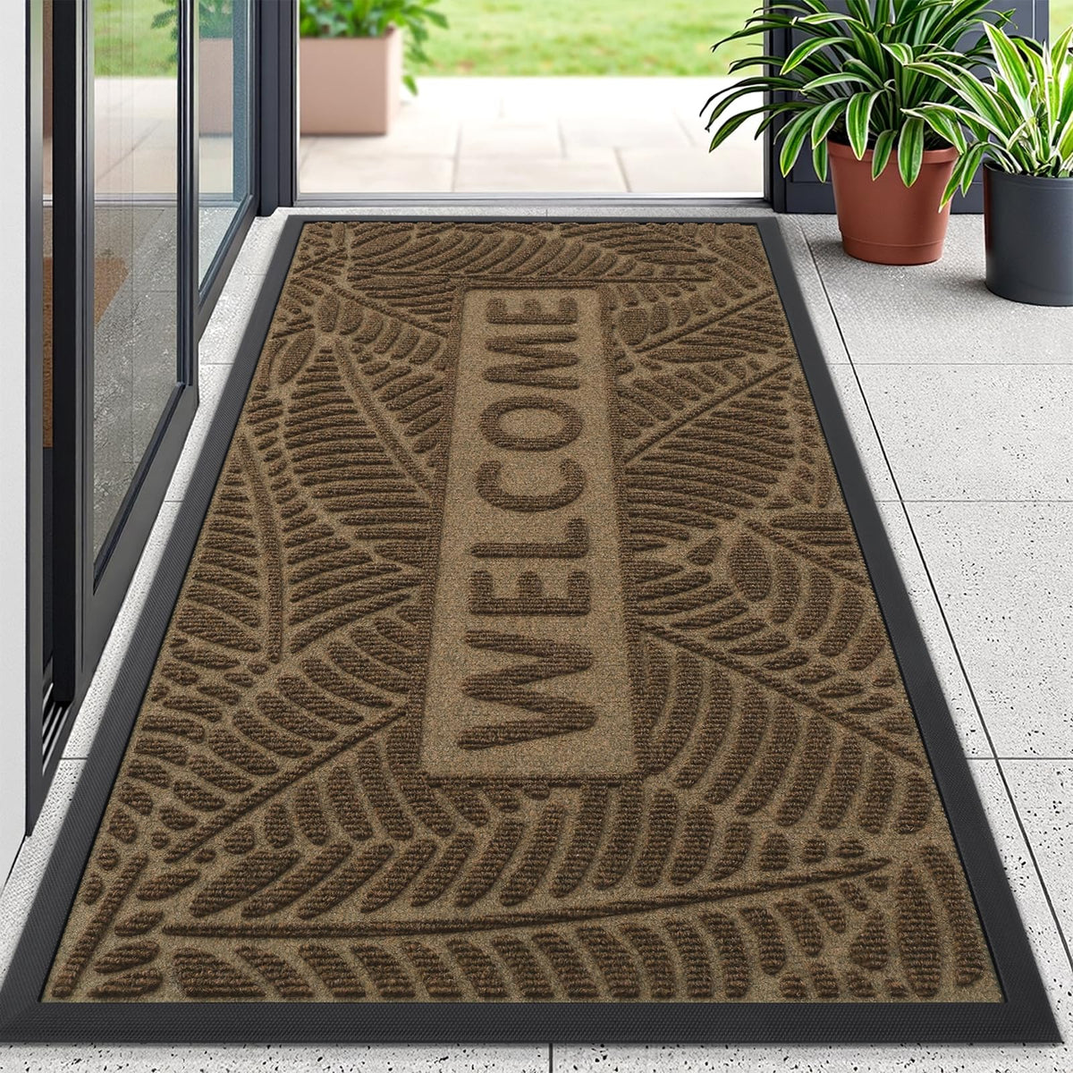 Smiry Welcome Front Door Mat for Outdoor Indoor 29.5x17, All-Season Doormat