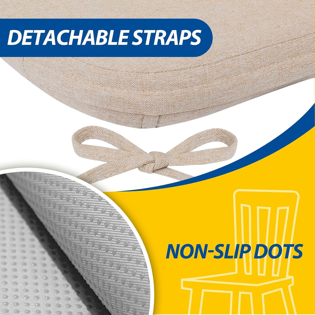 AAAAAcessories Chair Cushions for Dining Chairs, 17 x 16 x 2 in, Set of 6