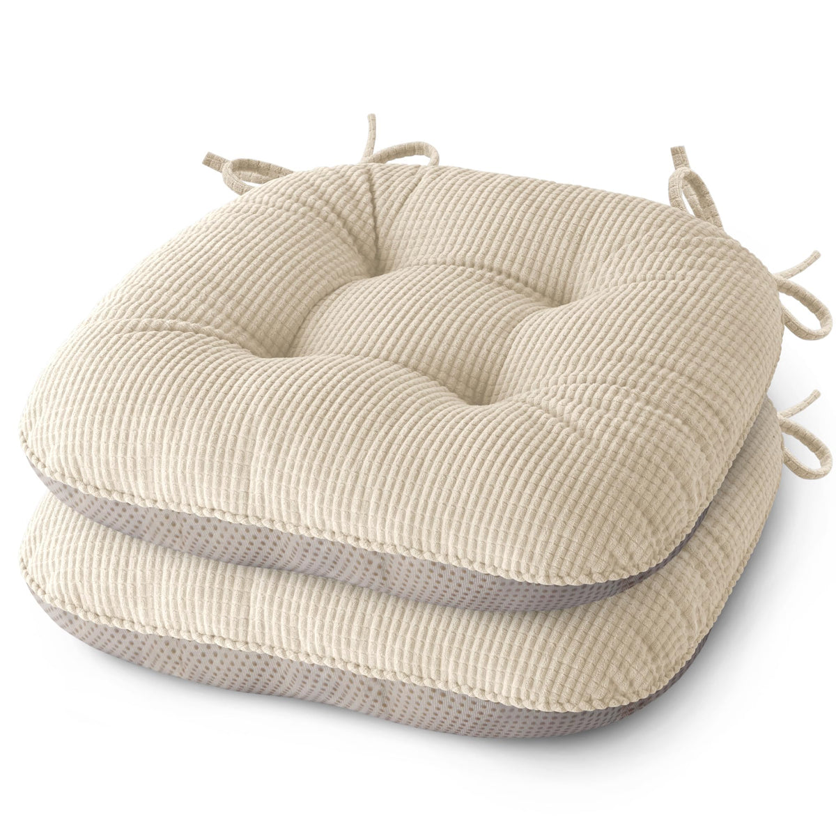 Indoor Dining Chair Cushions Set of 2, 17"X16"X3", Cream