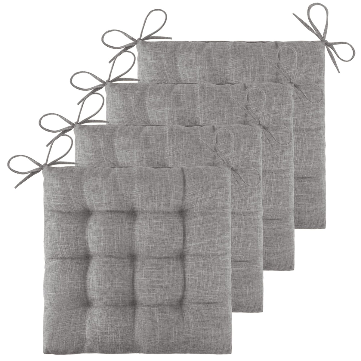 ELFJOY 4 Pack Chair Cushions for Dining Chairs with Ties Navy 16"x16"