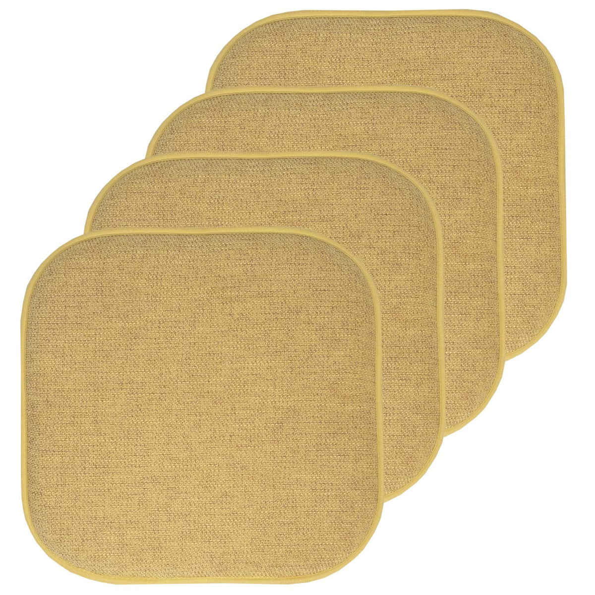 Sweet Home Collection Chair Cushion Memory Foam Pads Honeycomb Pattern Slip Non Skid Rubber Back Rounded Square 16" x 16" Seat Cover, 4 Pack, Alexis Chocolate