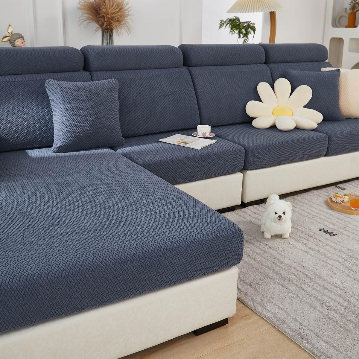 Couch Cushion Covers Sofa Covers Couch Covers for Sofa Pet Friendly Universal Sofa Covers Washable Stretch Slipcovers for Sectional Sofa (Texture Gray,Large Single Seat Cover)
