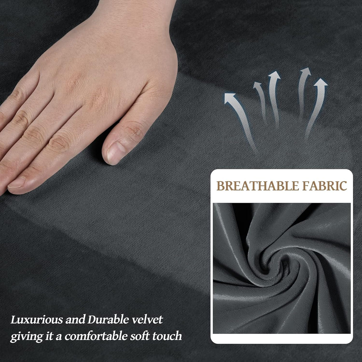 WEERRW 4 Pieces Couch Cover for Sofa Velvet Sofa Covers Washable, Dark Grey