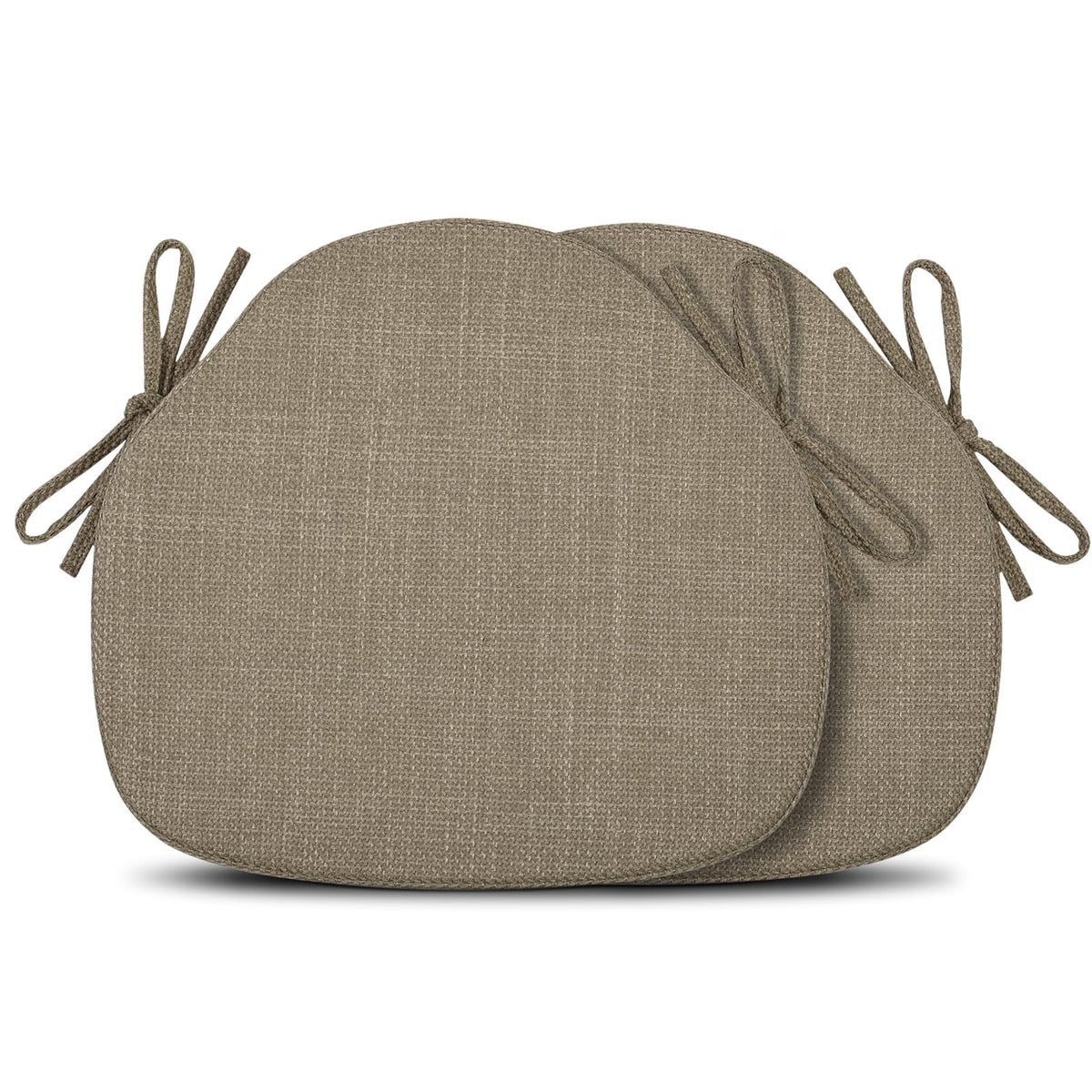Shinnwa Dining Chair Cushions Set of 4, High-Resilience Foam Windsor Seat Pads, Kitchen Chair Cushions with Ties & Textured Cover, 4 Pack, 16.5 x 15.5 x 2, Light Brown