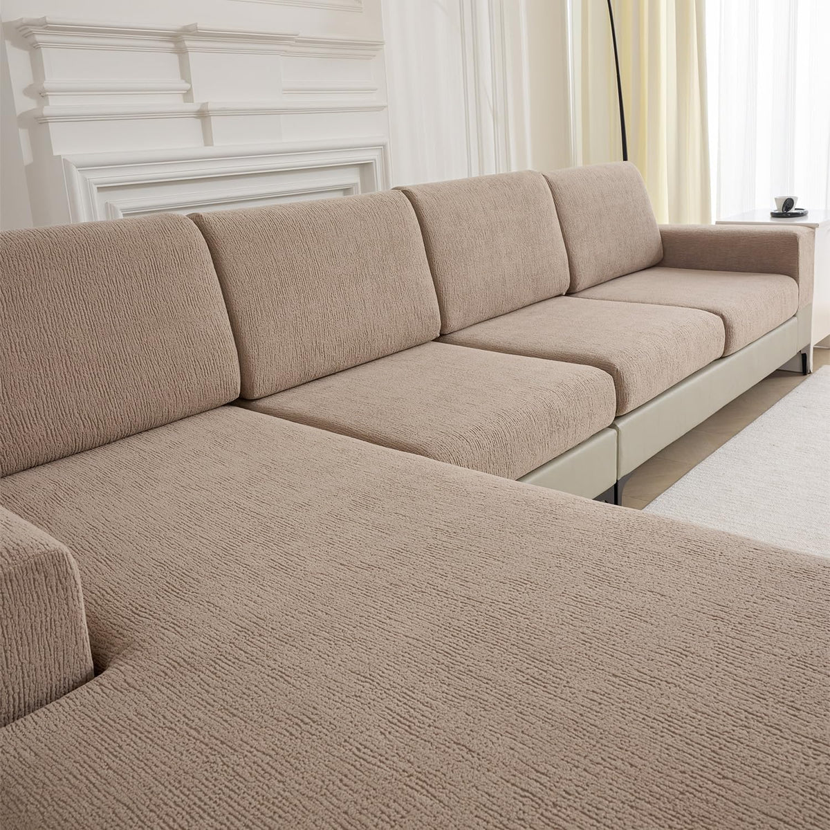 Couch Cushion Covers Sectional Couch Covers Stretch Washable Soft Seat Cushion Covers Furniture Protector Sofa Slipcovers for Pets(Light Grey,3 Pieces Seat Covers or Back Covers)