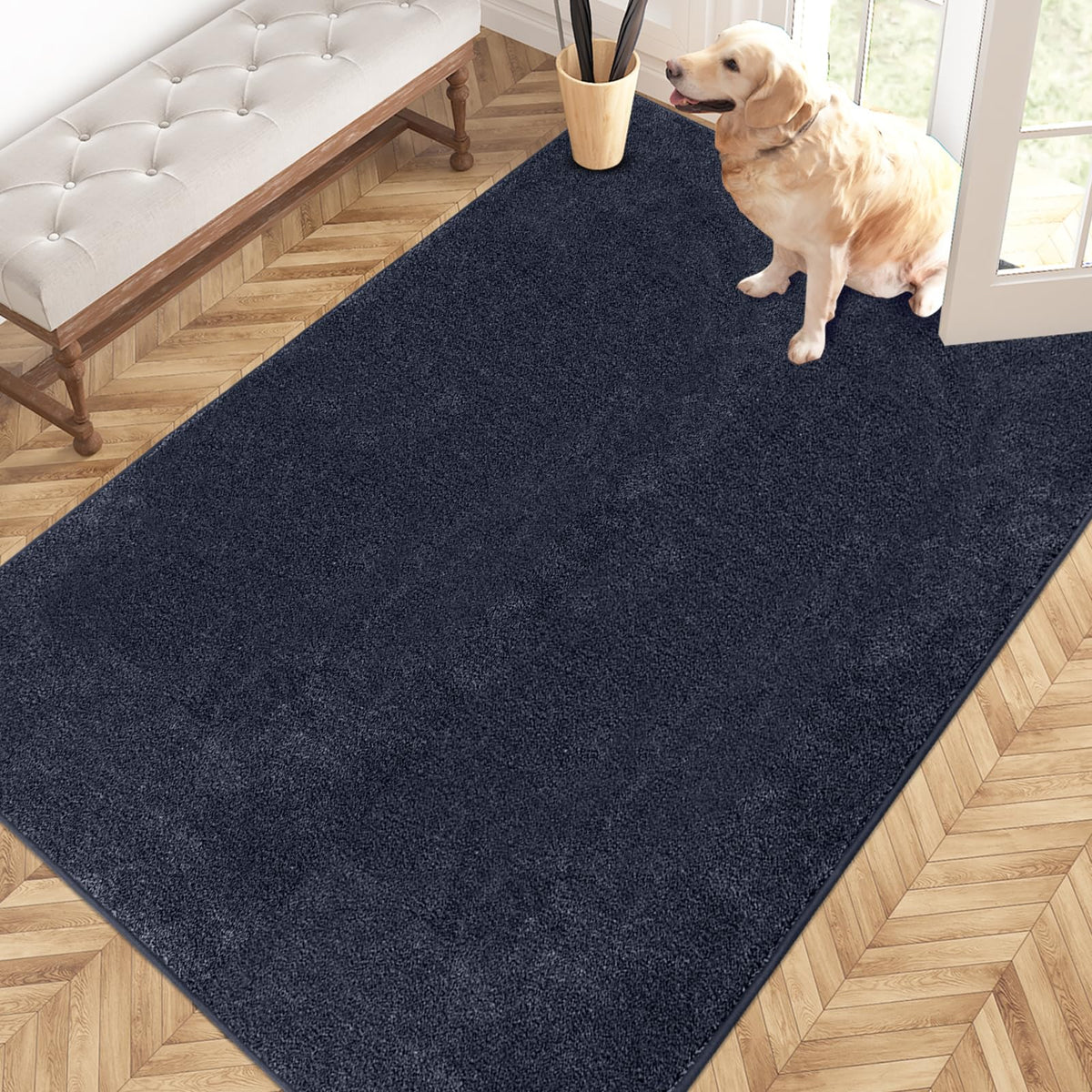 PURRUGS Dirt Trapping Indoor Door Mat, 24" x 35.5", Charcoal